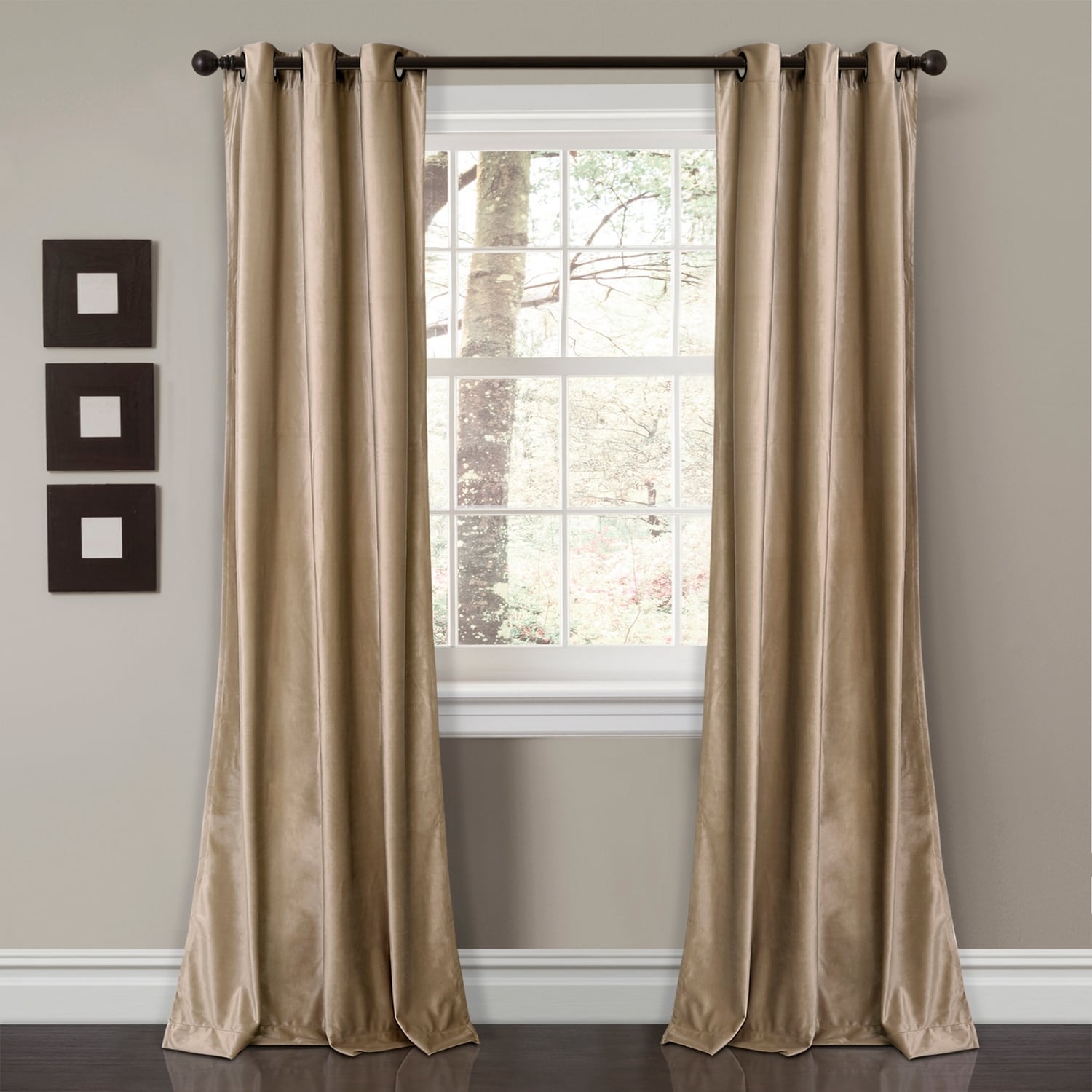 Lush Decor 21T012111 95-Inches Taupe Light filtering Grommet Curtain panel pair