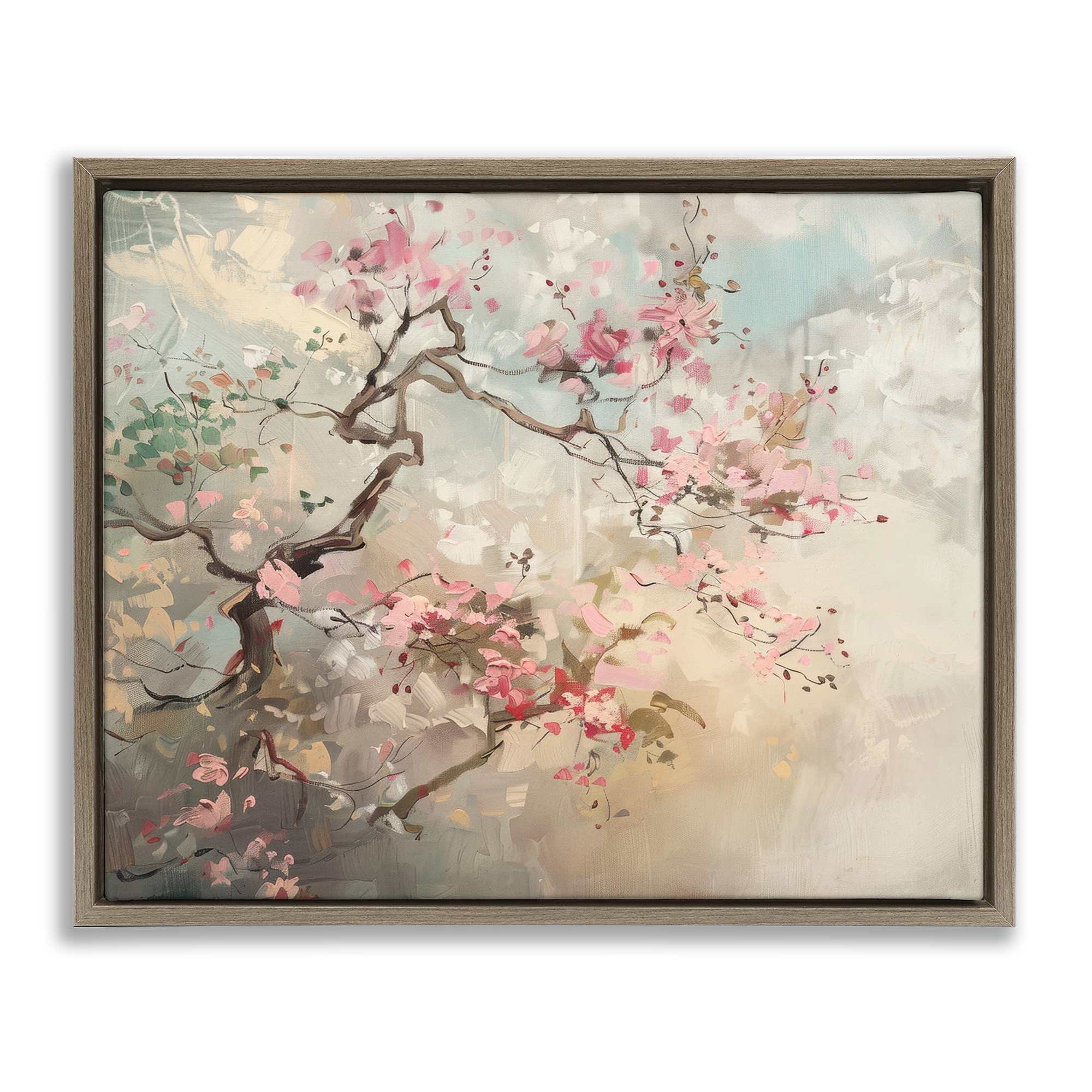 Stupell Industries BT-845-FFE-24X30 Wild Cherry Blossoms Tree Brown Framed Floater Canvas Wall Art By Arlington Prints 31 x 25