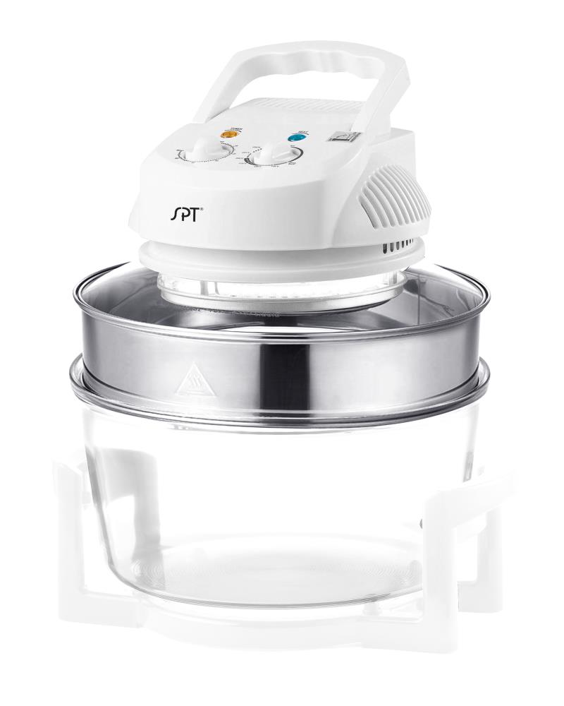 SPT SO-2004 17-Quart White Round Porcelain Roaster Oven with Glass Lid