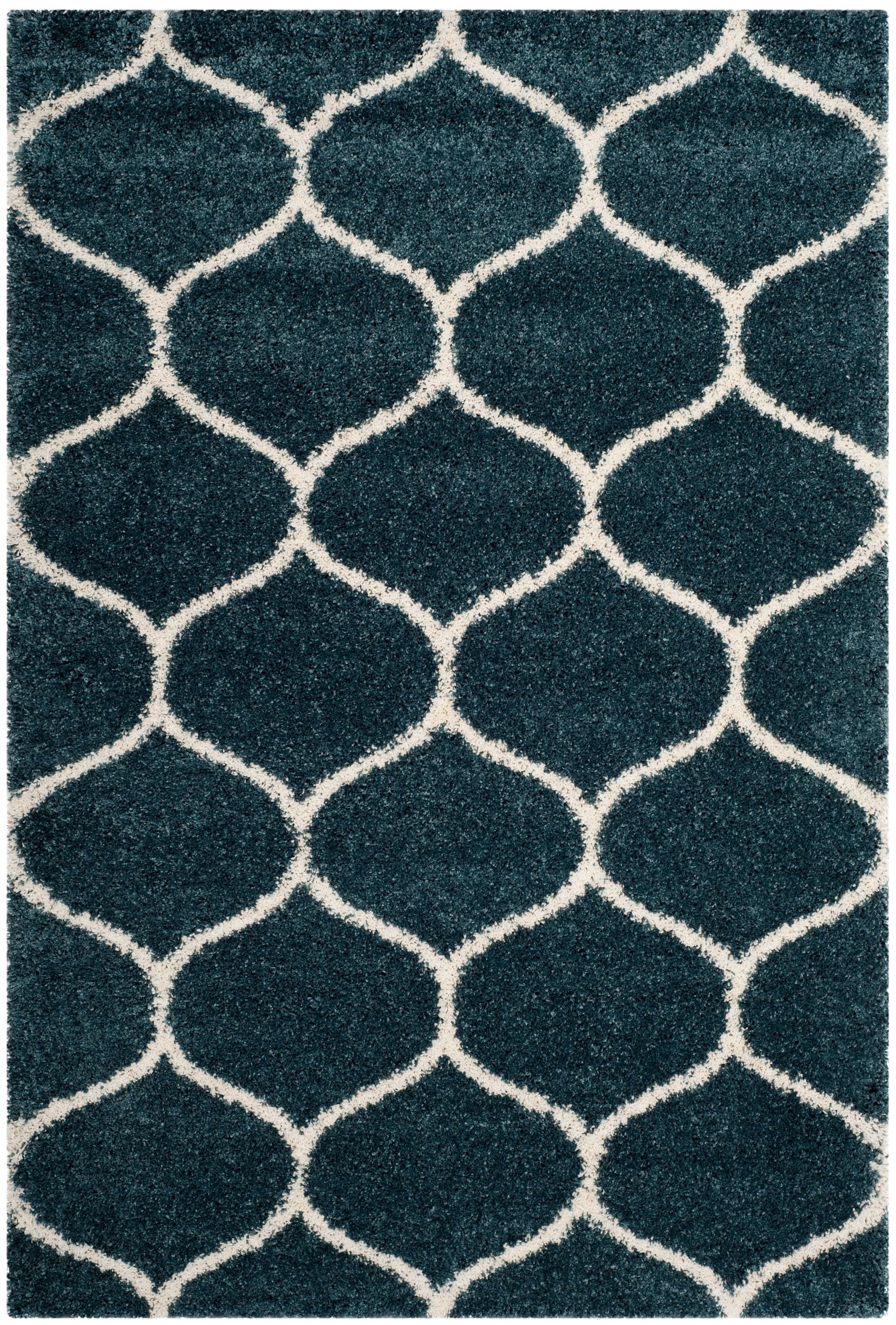 Safavieh SGH280L-6 Hudson Hathaway Shag 6 x 9 (ft) Loomed Polypropylene Slate Blue/Ivory Rectangular Indoor Trellis Area rug