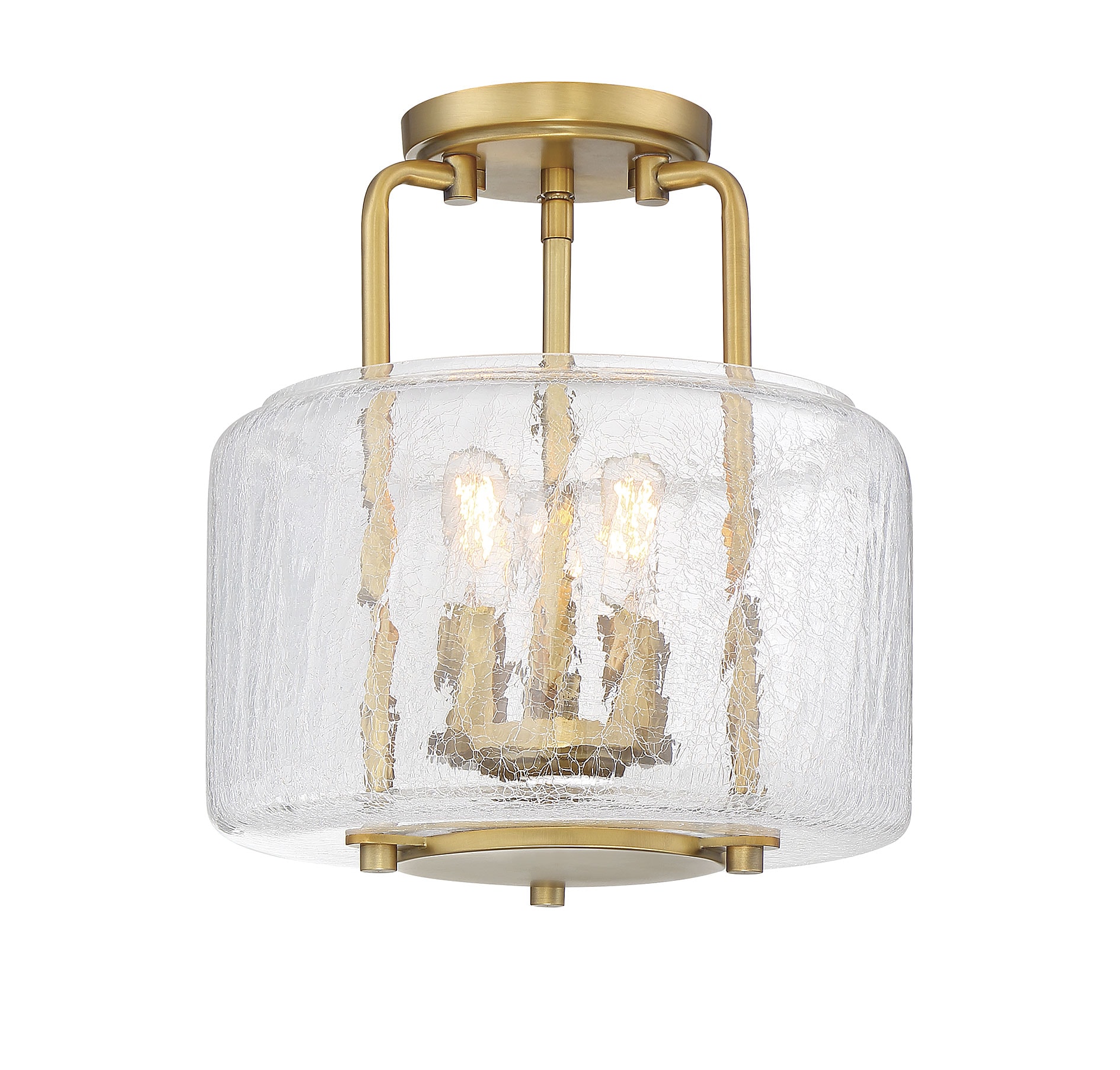Savoy House Essentials 6-7790-3-322 Avalon 3-Light Ceiling Light in Warm Brass 3 -Light 11.38-in Antique Brass Semi Flush Mount Light