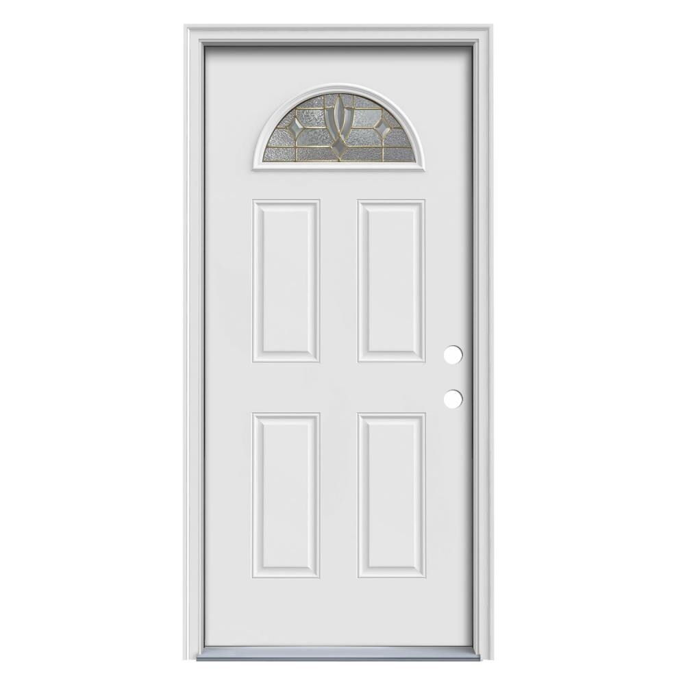 Therma-Tru TTBS629280 Laurel 36-in x 80-in x Steel 1/4 lite Left-hand inswing Ready to paint Unfinished Prehung Single door Front Door with Brickmould Insulating core Decorative glass
