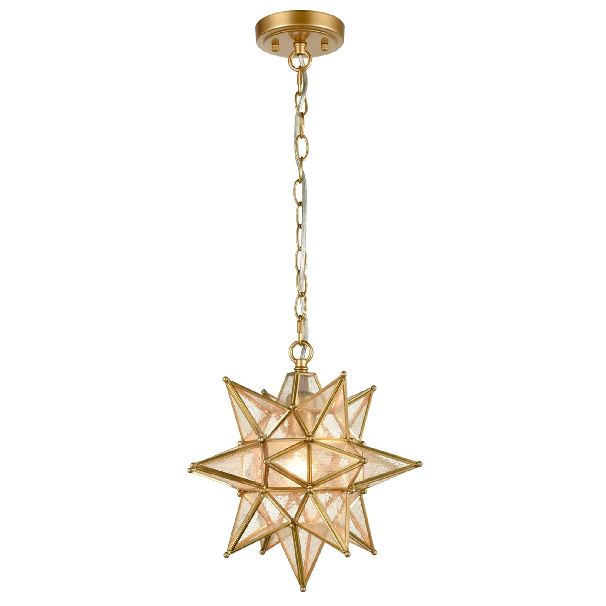Claxy AX-B5174DU-13J Geometric 1 -Light Brass Modern/contemporary Seeded glass Geometric Medium Indoor/Outdoor Hanging Pendant light