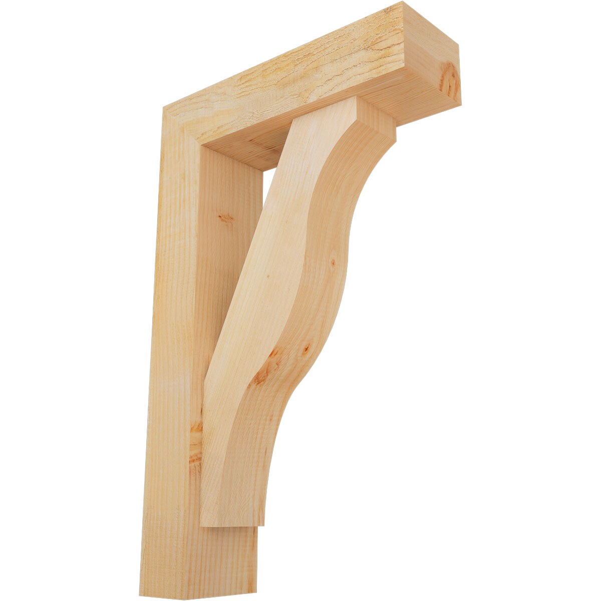 Ekena Millwork 1462440 Funston block rough sawnbracket with offset brace Douglas Fir Wood Standard Bracket