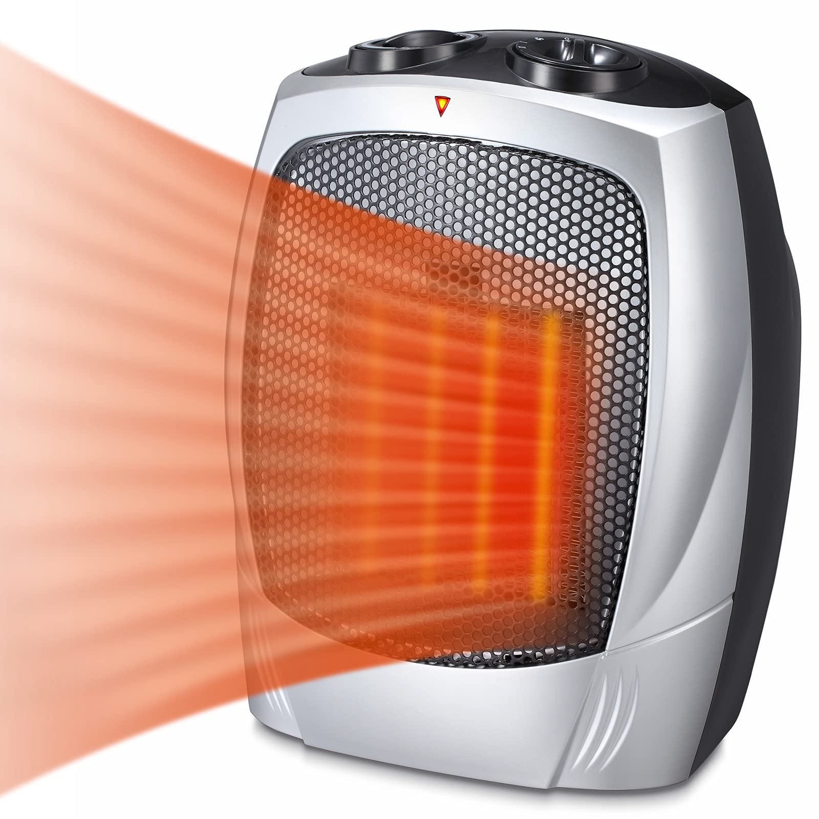 COWSAR LSCE56SPH901SIL Up to 1500-Watt Ceramic Compact Personal Indoor Electric Space Heater with Thermostat
