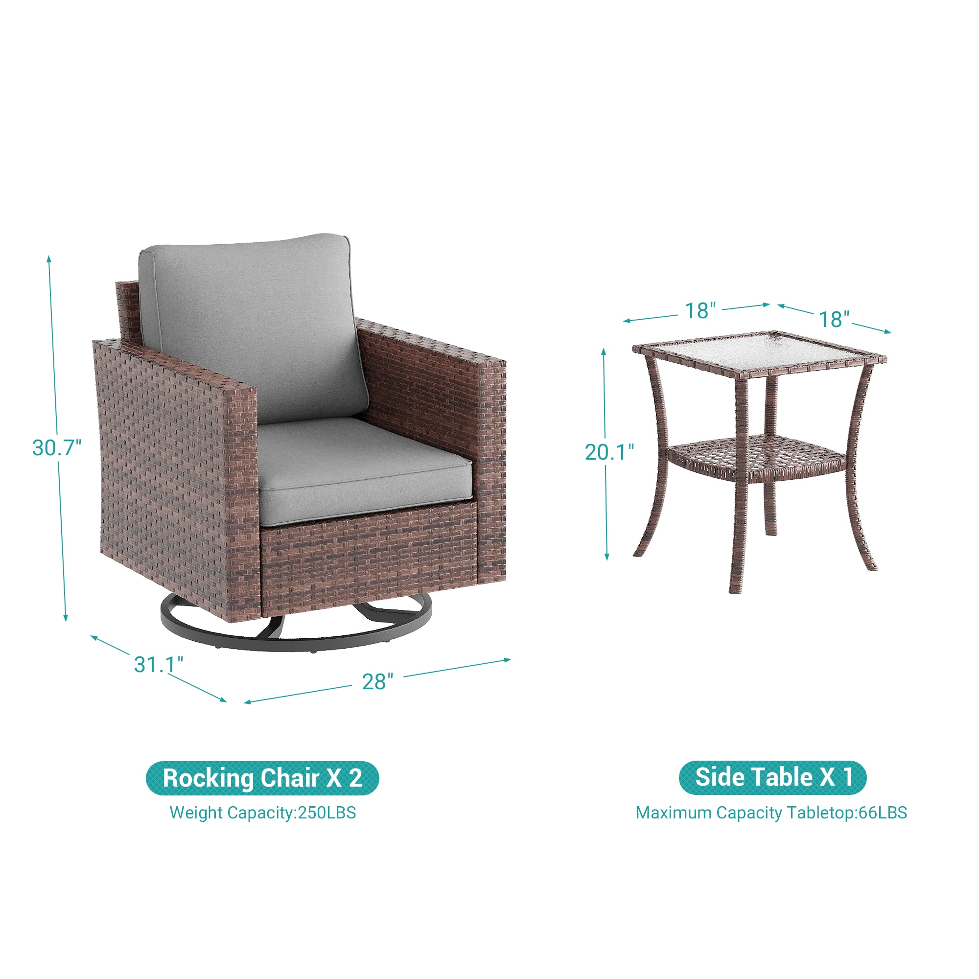 ACEGOSES LW-2R-BGY-T2 Patio-Conversation-Sets - View #2