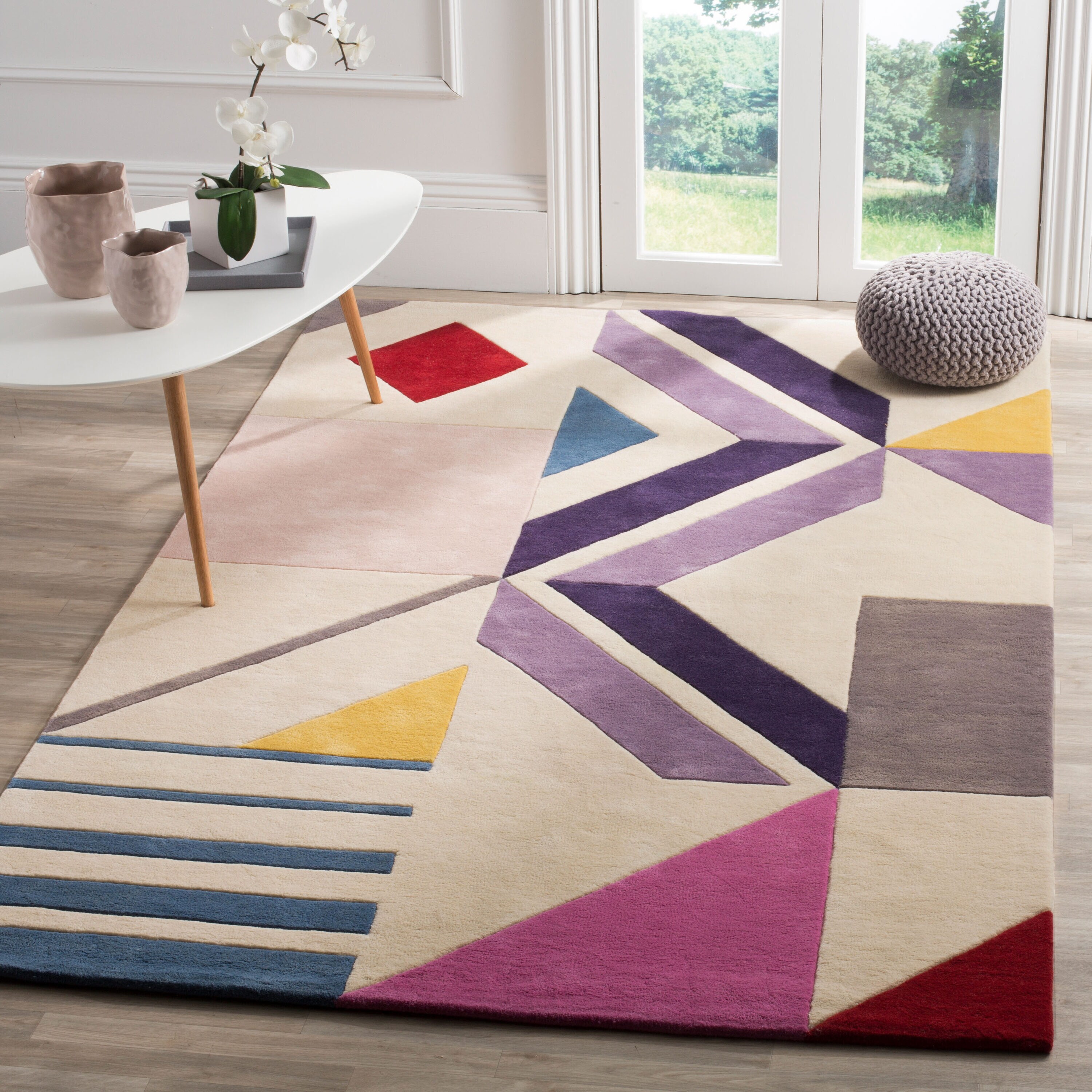  Fifth Avenue 116 Ivory/Purple Contemporary 5ft x 8ft Medium Rectangle Rug