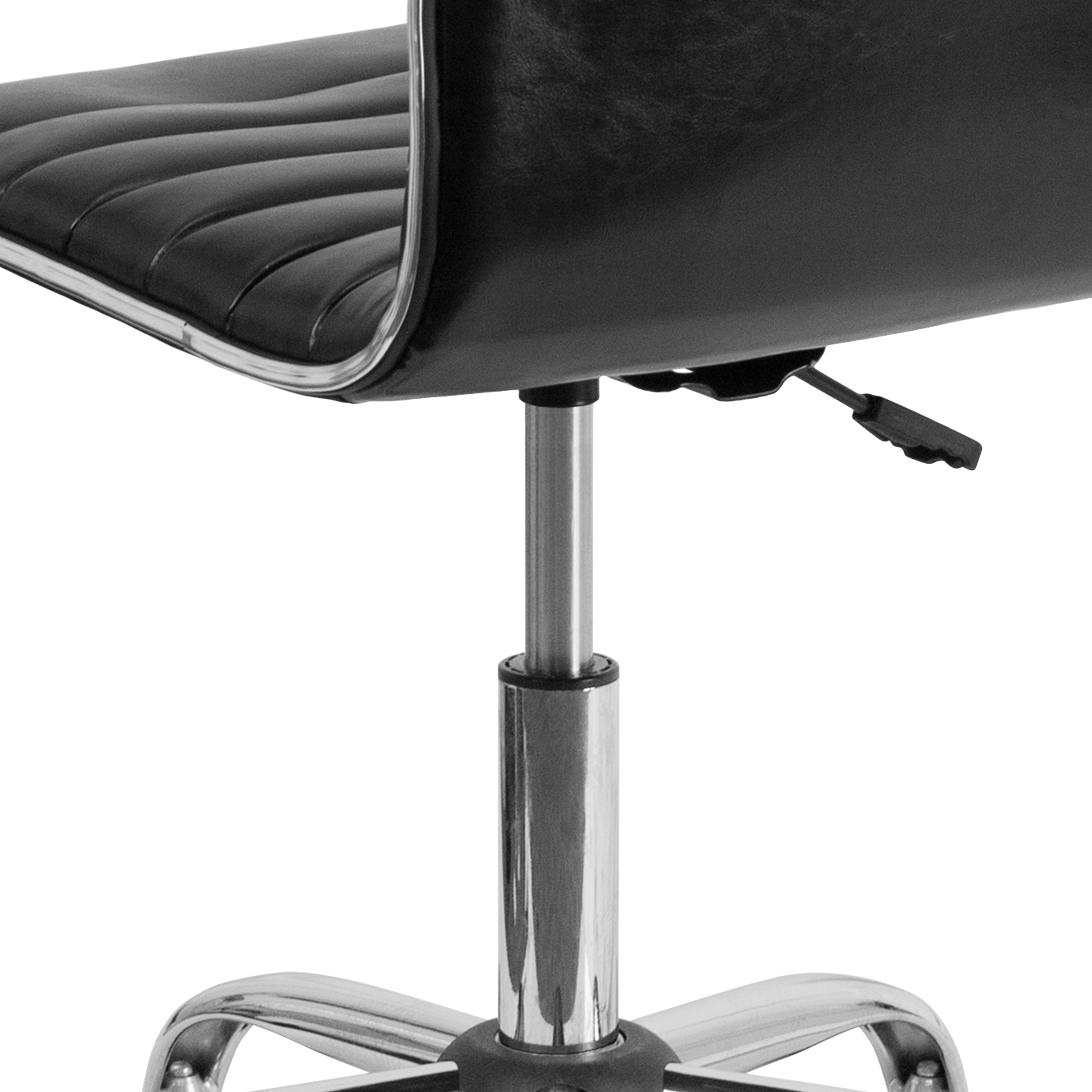 Alan Low Back Armless Black Vinyl Swivel Task Chair with Chrome Base