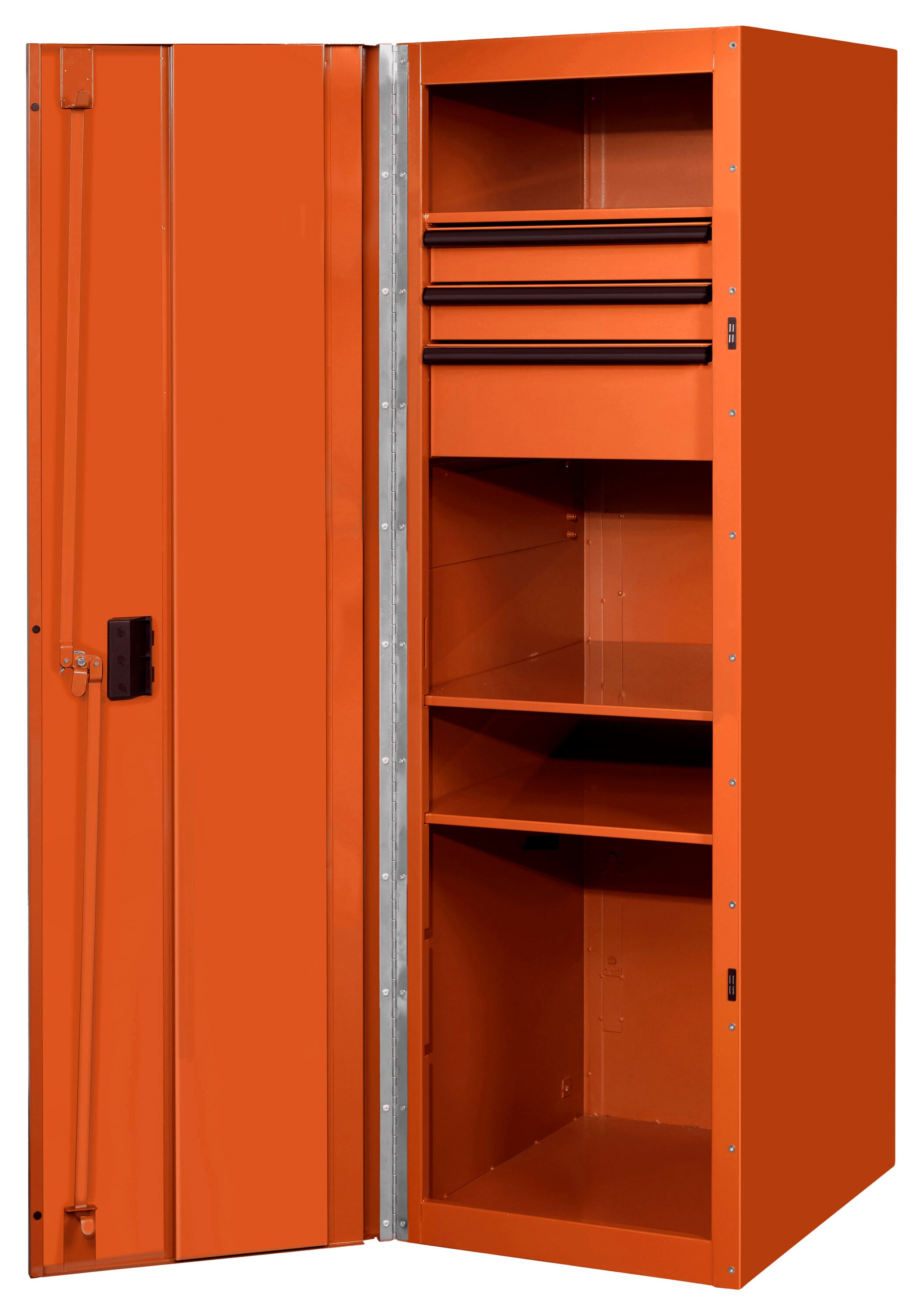Extreme Tools RX243003SLORBK RX SERIES 24-in W x 61-in H x 30-in D 3 -Drawer Steel Tool Chest ( ORANGE POWDER COAT w Black Anodized Aluminum DRAWER PULLS )