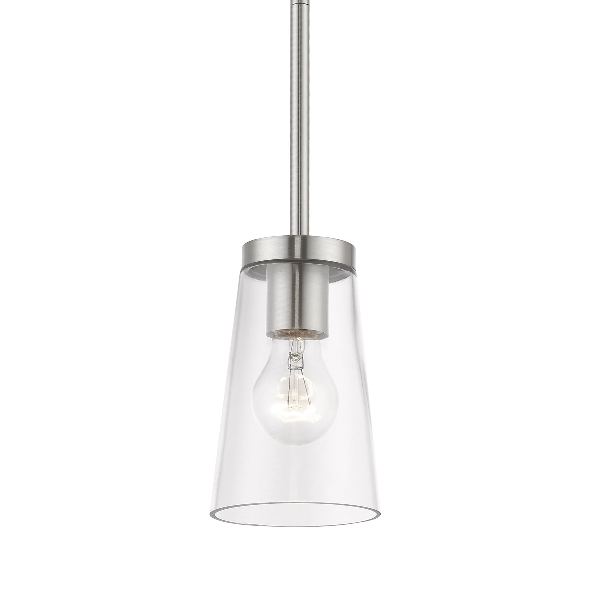 Brushed Nickel Mini Pendant with Clear Glass Shade