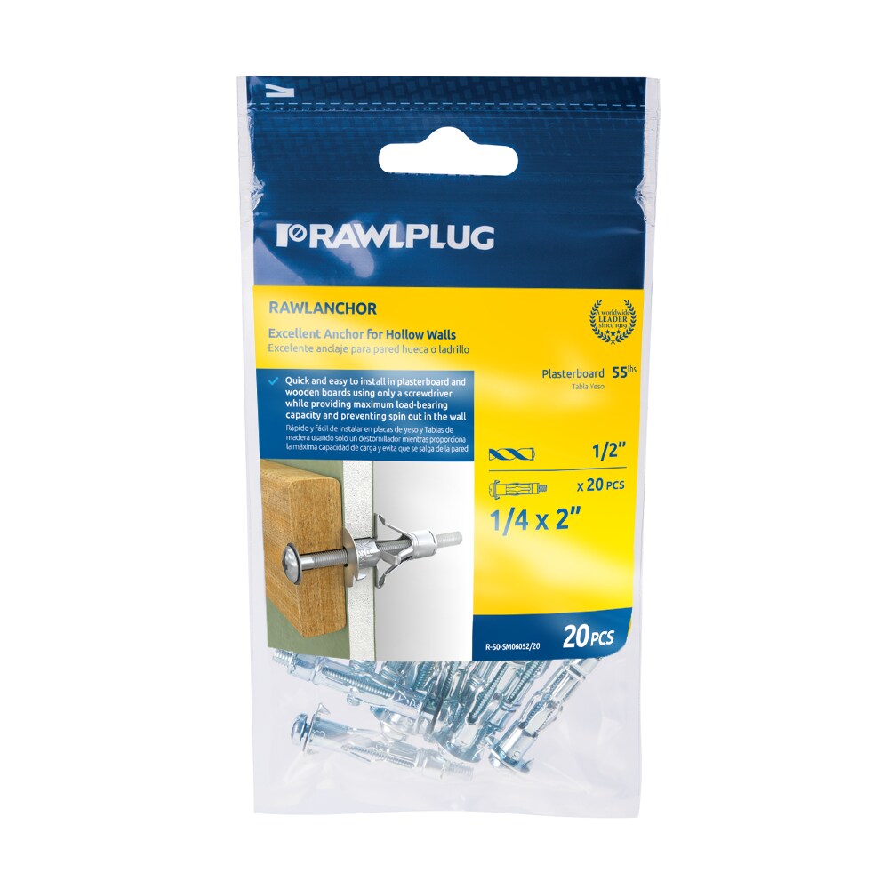 Rawlplug R-S0-SM06052-20 RAWLANCHOR 120-lbs. 1/4-in x 2-in Anchors 20 -Pack