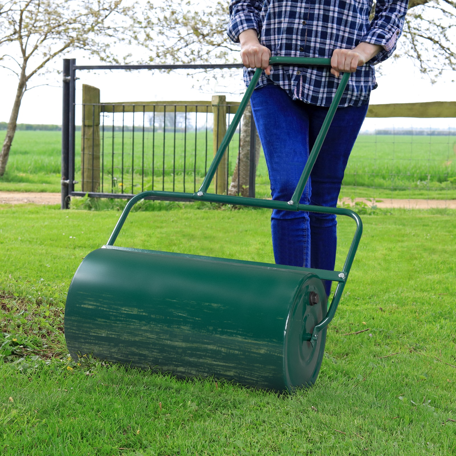 Outopee 24-in Metal Green Lawn Roller LO1G55000010 at Lowes.com