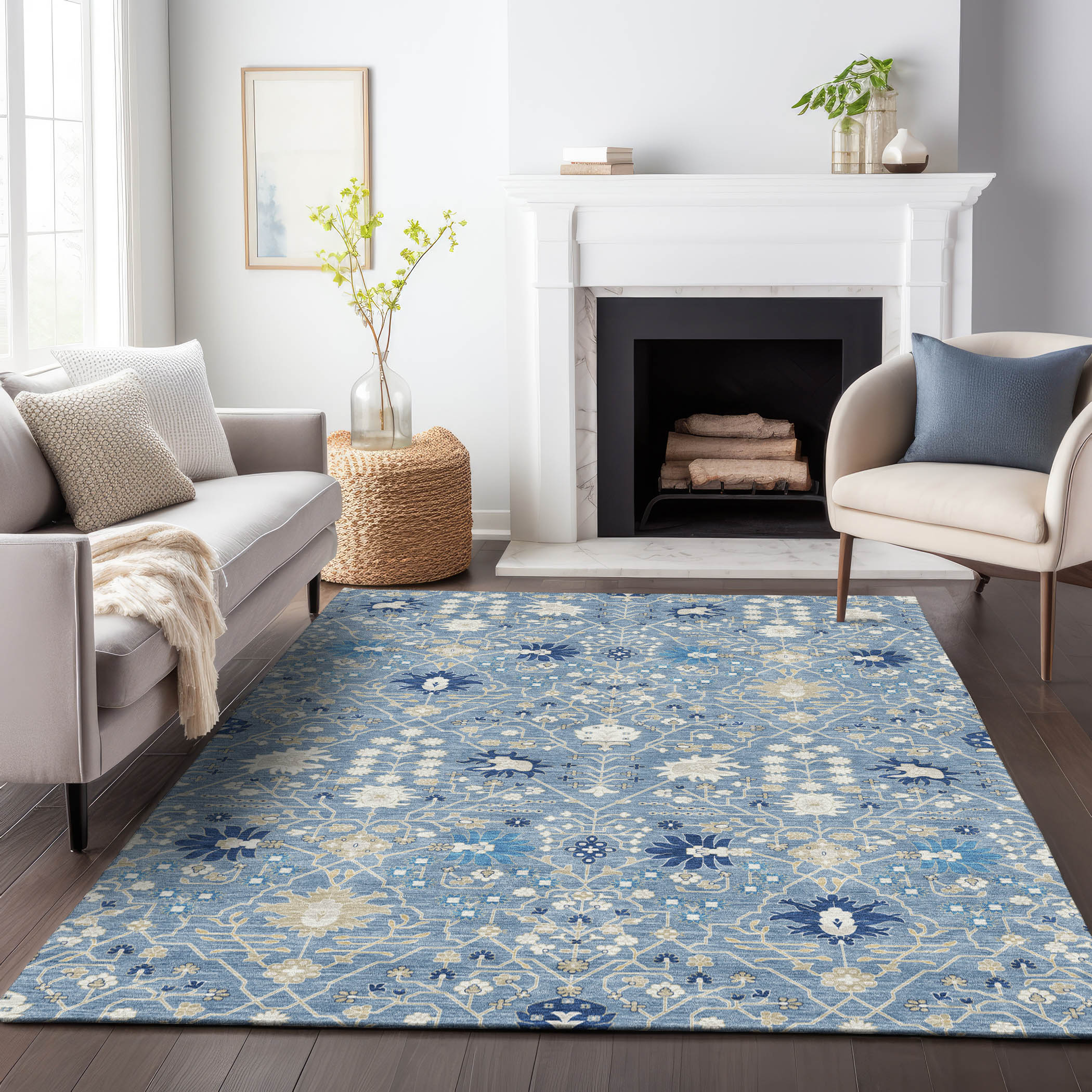 Addison Rugs ACN1009DN8X10 Chantille ACN1009DN 8 x 10 (ft) Polyester Denim Rectangular Indoor/Outdoor Geometric Machine washable Area rug