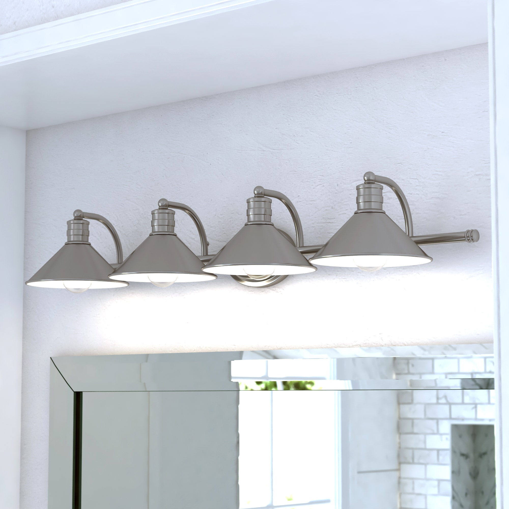 Cascadia W0378 Akron 38-in 4 -Light Satin Nickel Farmhouse Vanity light