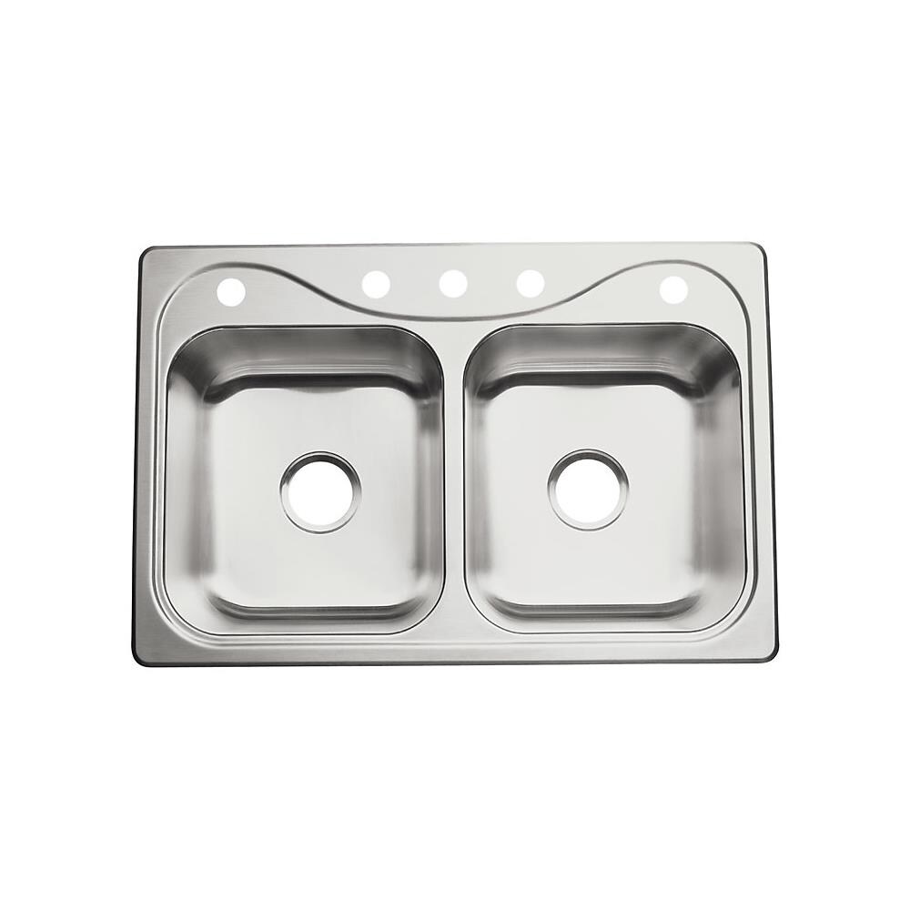 Sterling 33 X 22 In. 3 Hole Stainless Steel Double Bowl Drop-in Kitchen Sink In