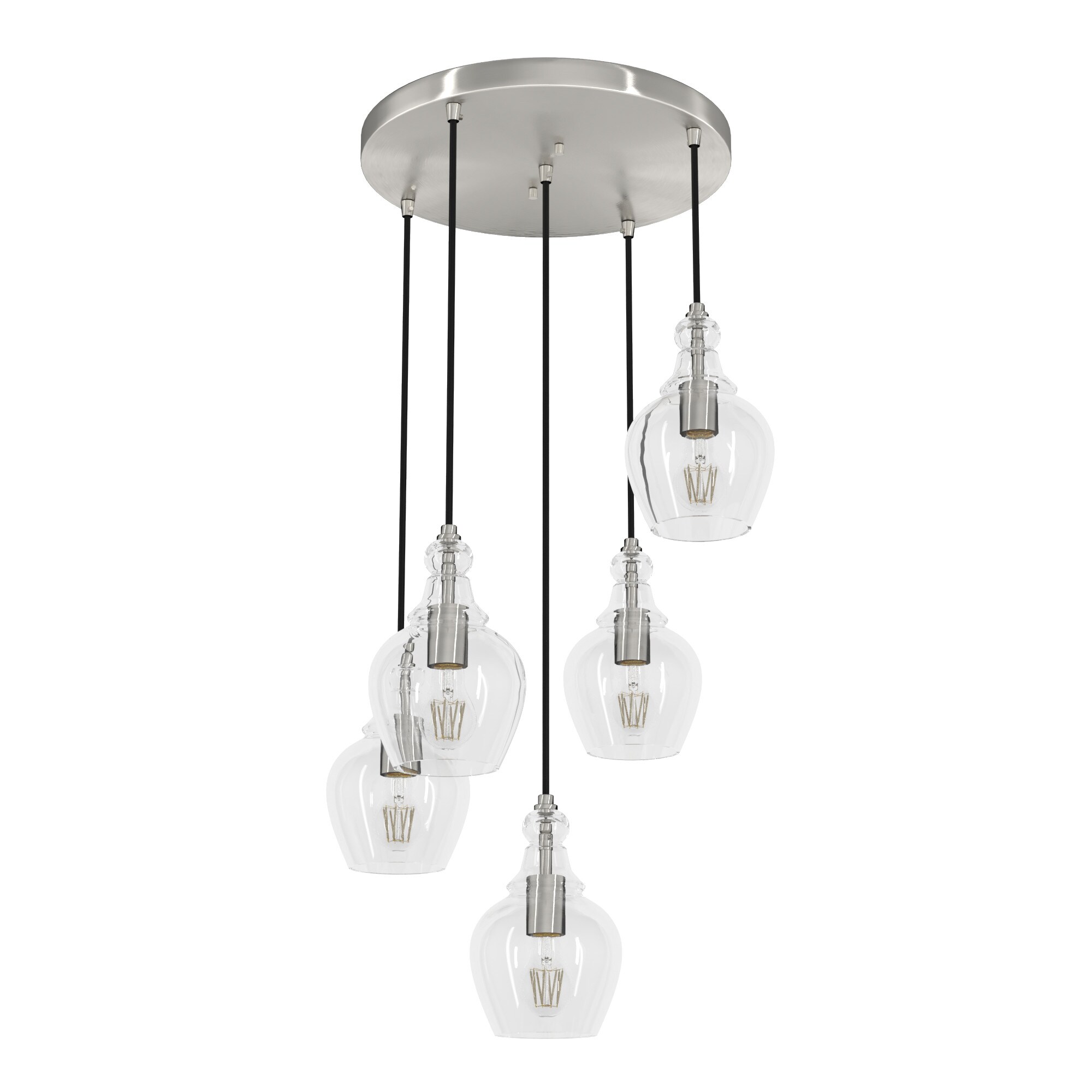 Maple Park Brushed Nickel Clear Glass LED Pendant Light