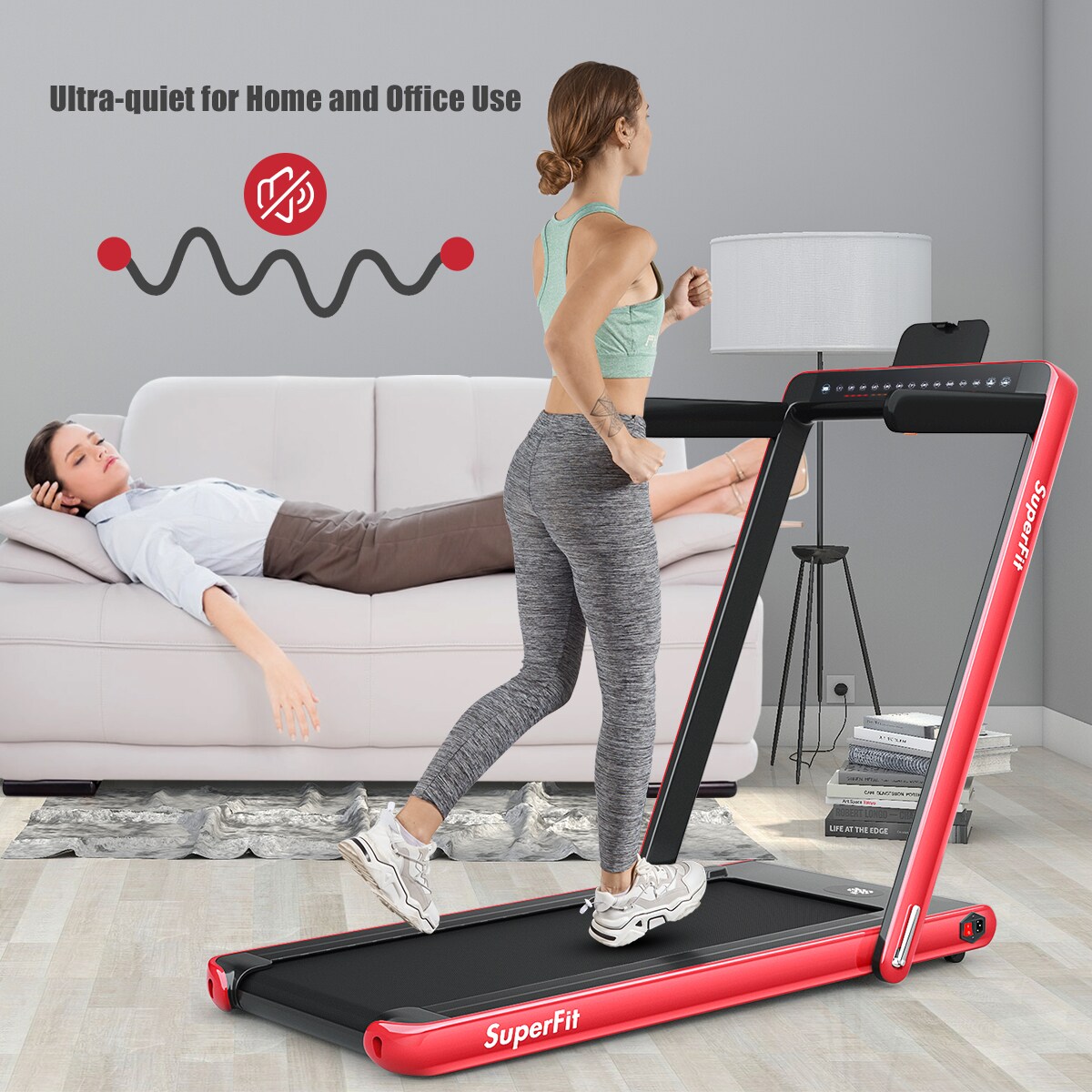 Goplus Super Fit 2.25HP 2-in-1 Folding Treadmill Jogging Machine with ...