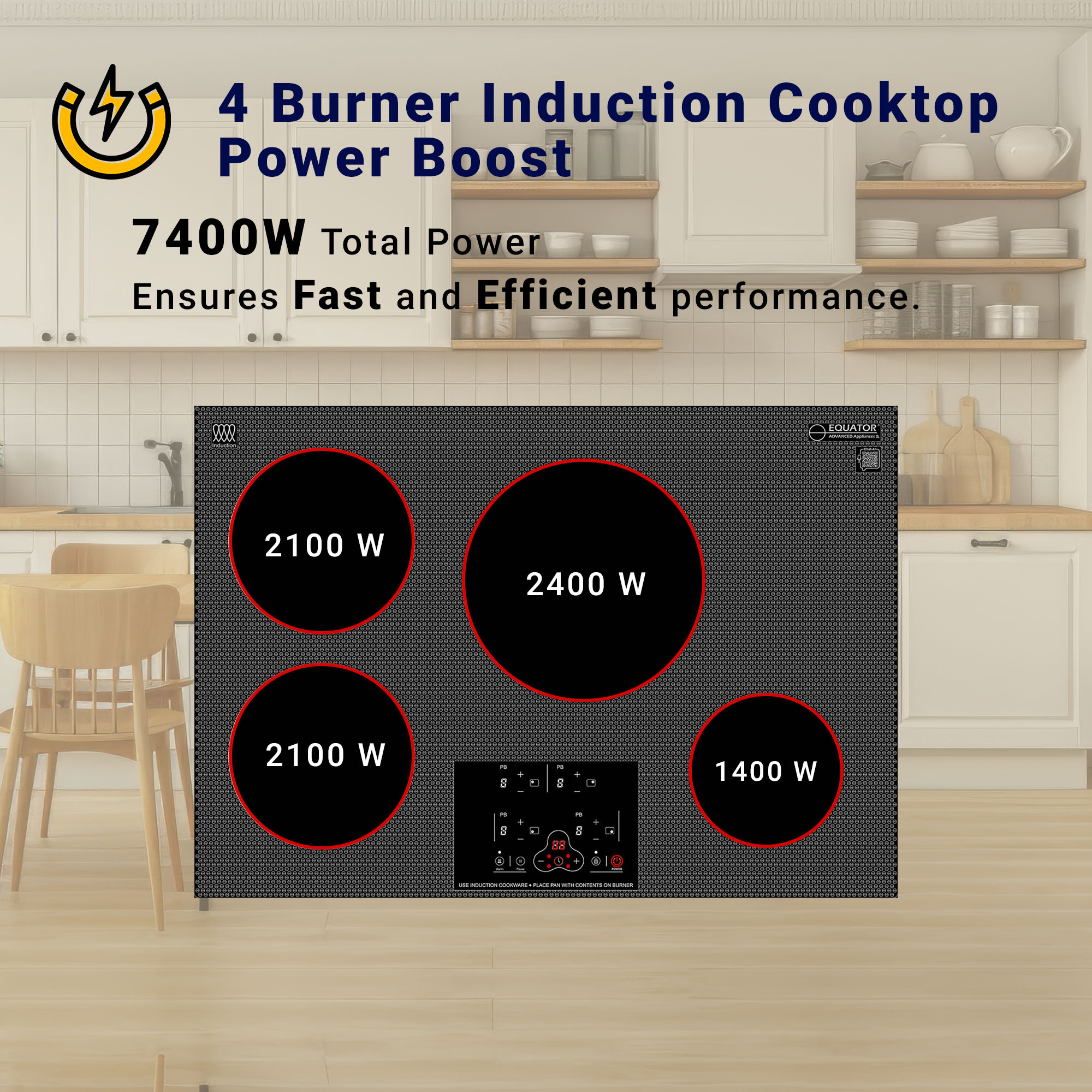 Equator 30" Black Ceramic 4 Burner Induction Cooktop