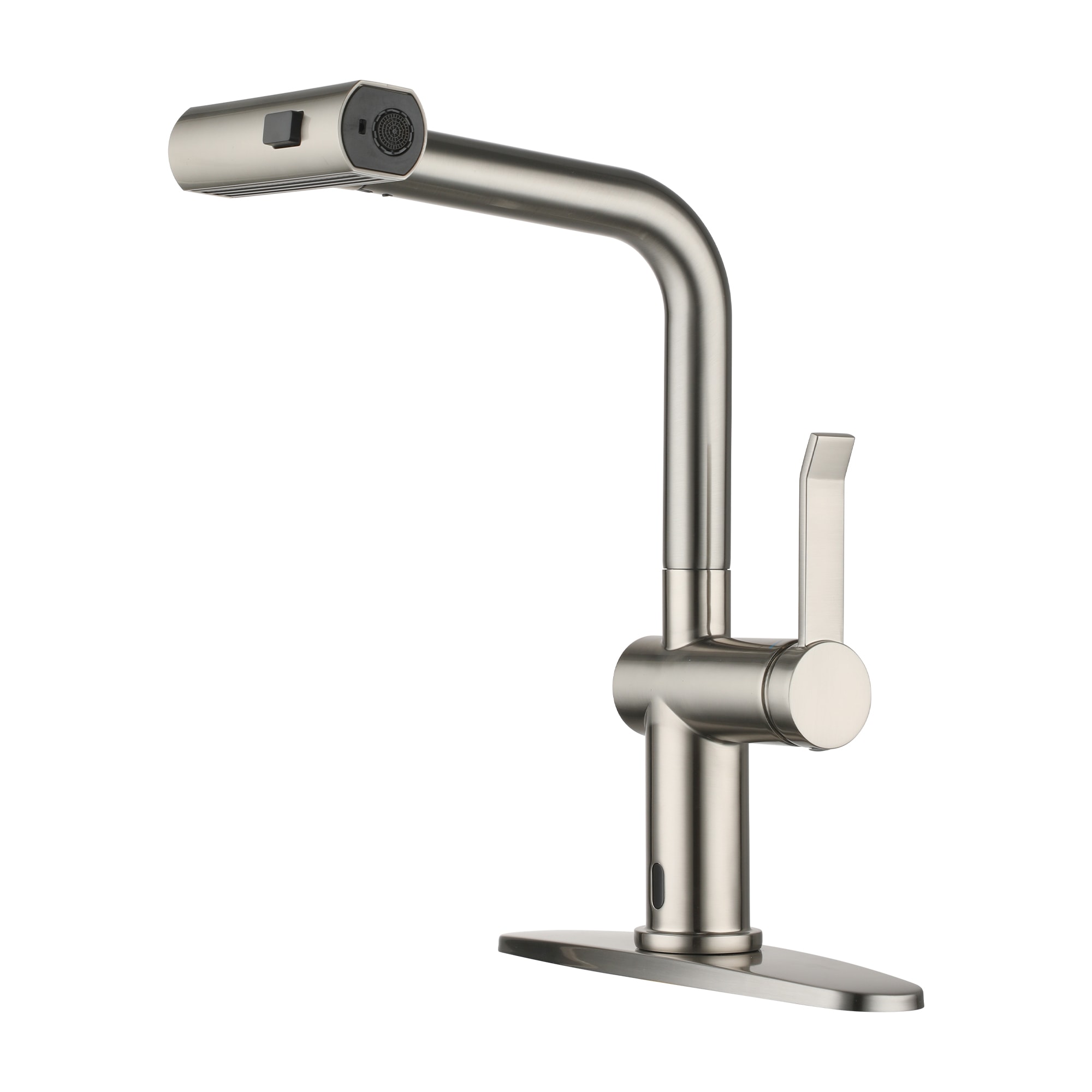 CASAINC KCLT0061BN Touchless Motion Sensor Brushed Nickel Single Handle Deck-mount Touchless Pull-out Kitchen Faucet with Sprayer ( Deck Plate Included )
