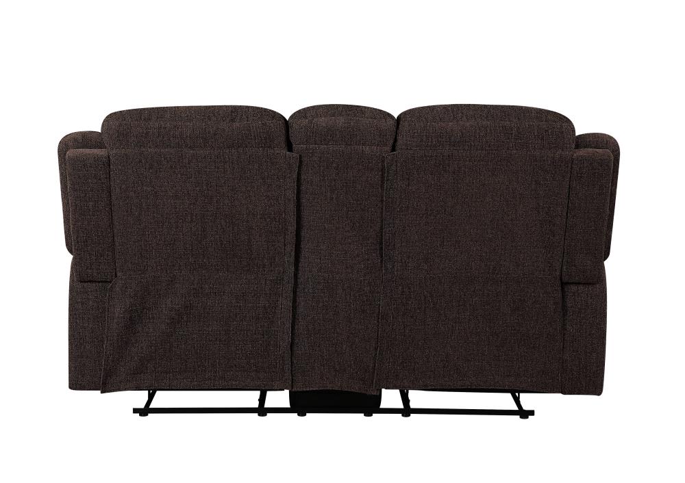 Madden Dark Brown Chenille Tufted Reclining Loveseat with Cup Holder