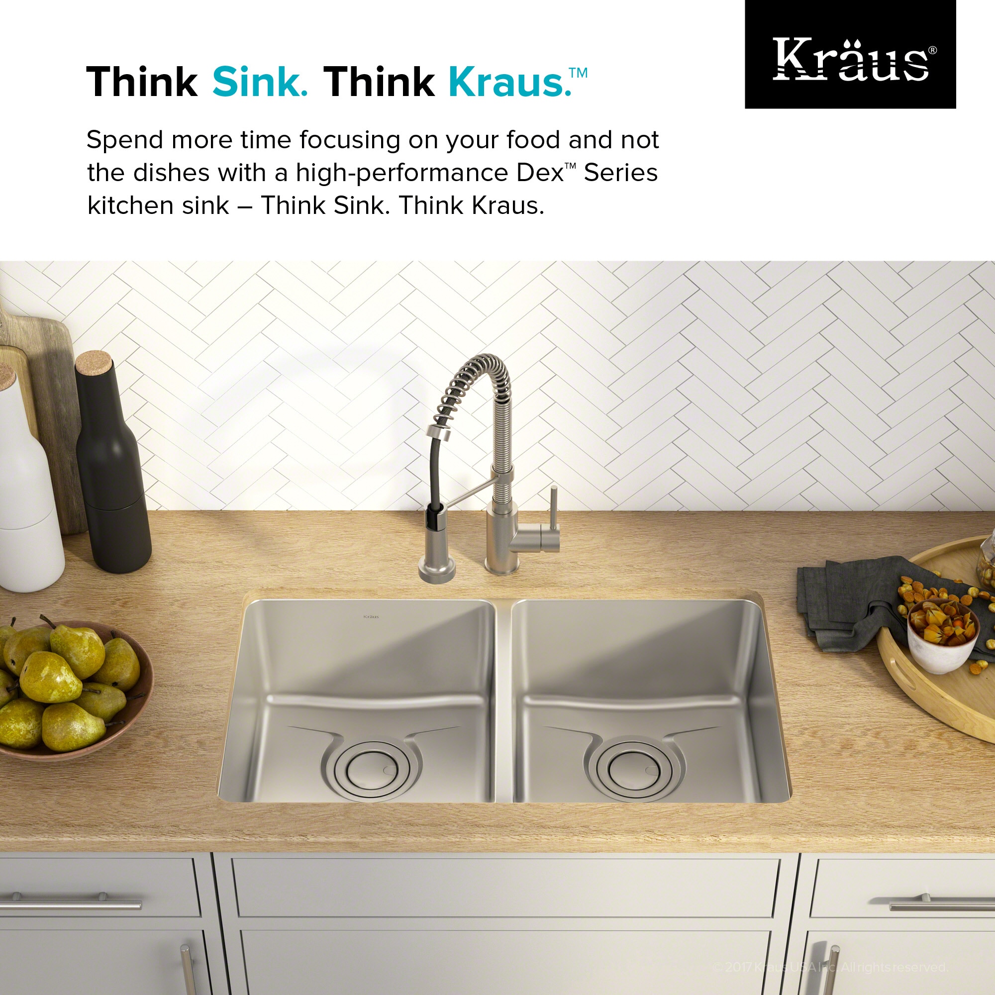 33-Inch Stainless Steel Undermount Double Bowl Kitchen Sink