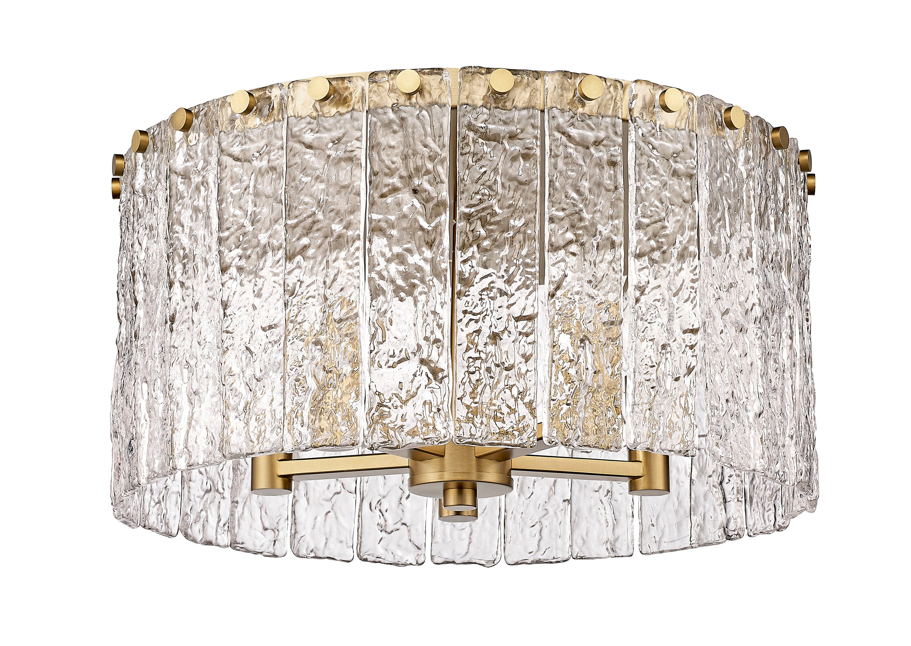Modern Gold and Glass Textured Flush Mount Ceiling Light
