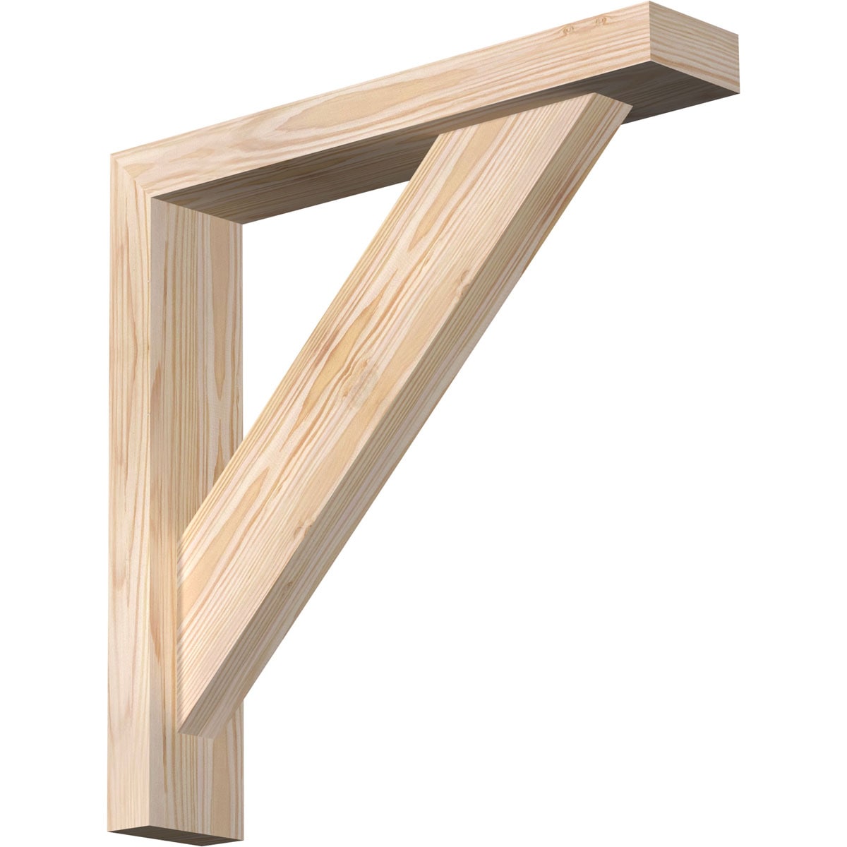 Ekena Millwork 1465012 Traditional Block Smooth Bracket with Offset Brace Douglas Fir Wood Standard Bracket