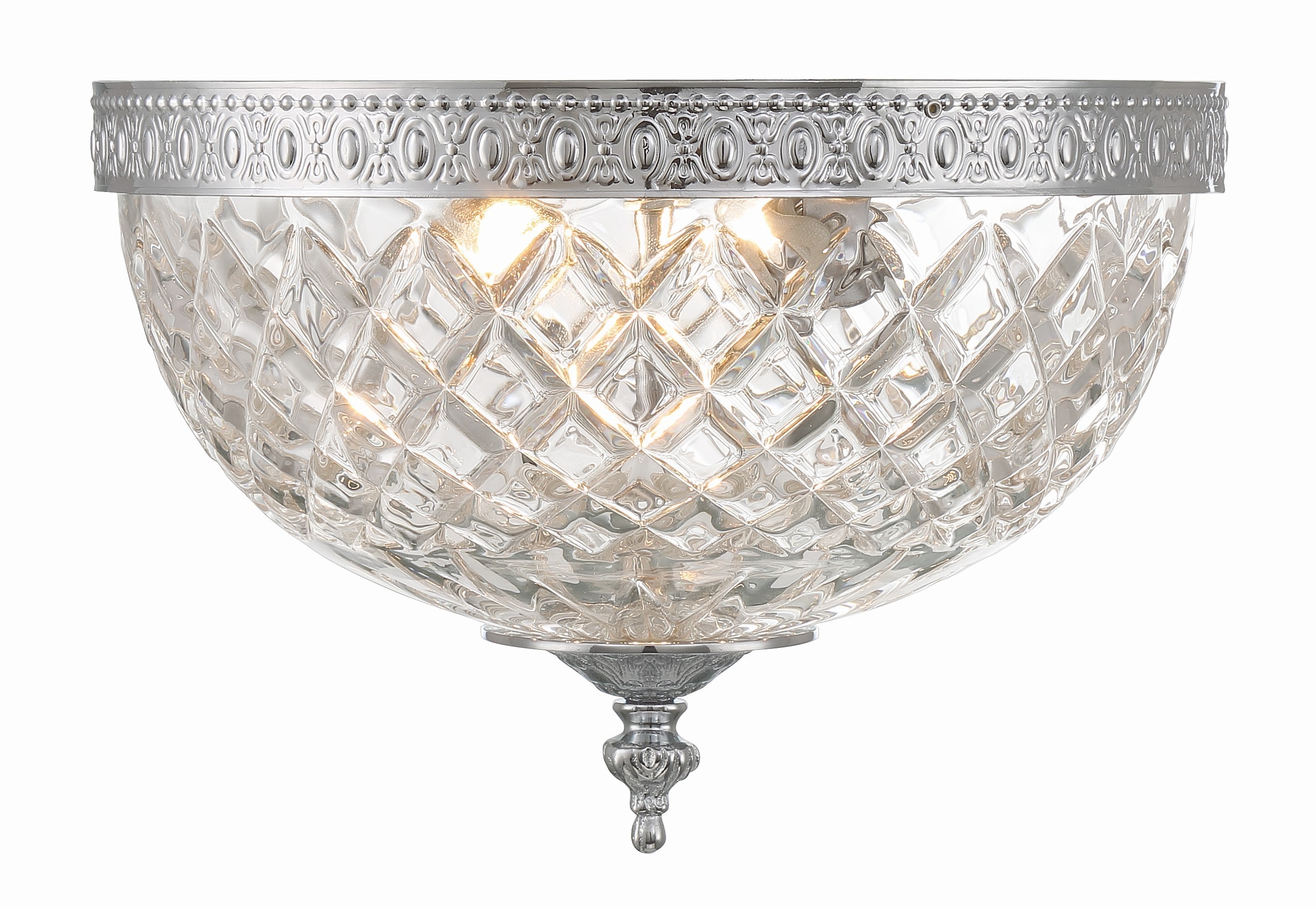 Chrome Crystal Bowl 2-Light Incandescent Flush Mount