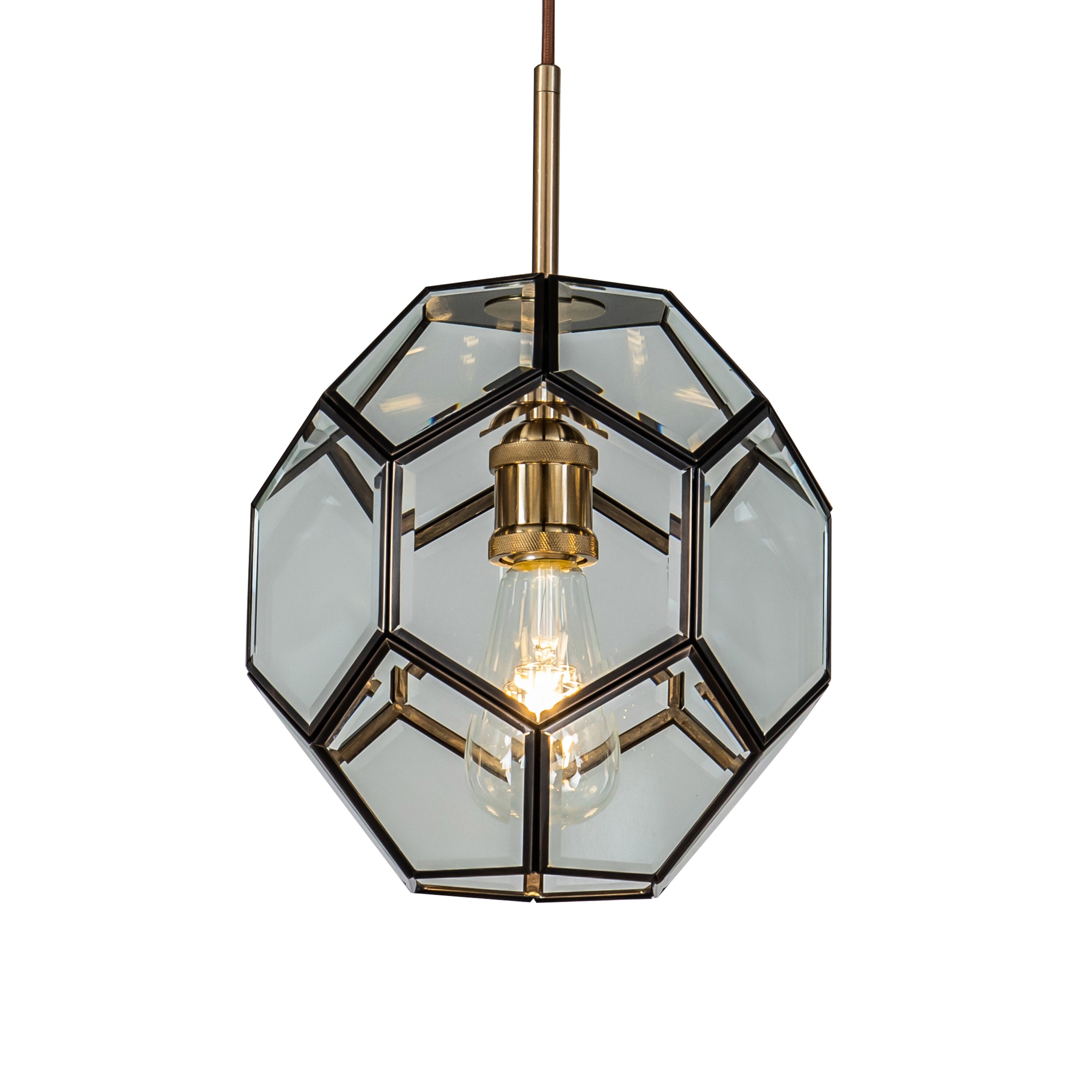 AloaDecor Lighting 7016D23CP Coffee patina Modern/contemporary Clear glass Geometric Mini Hanging Pendant light