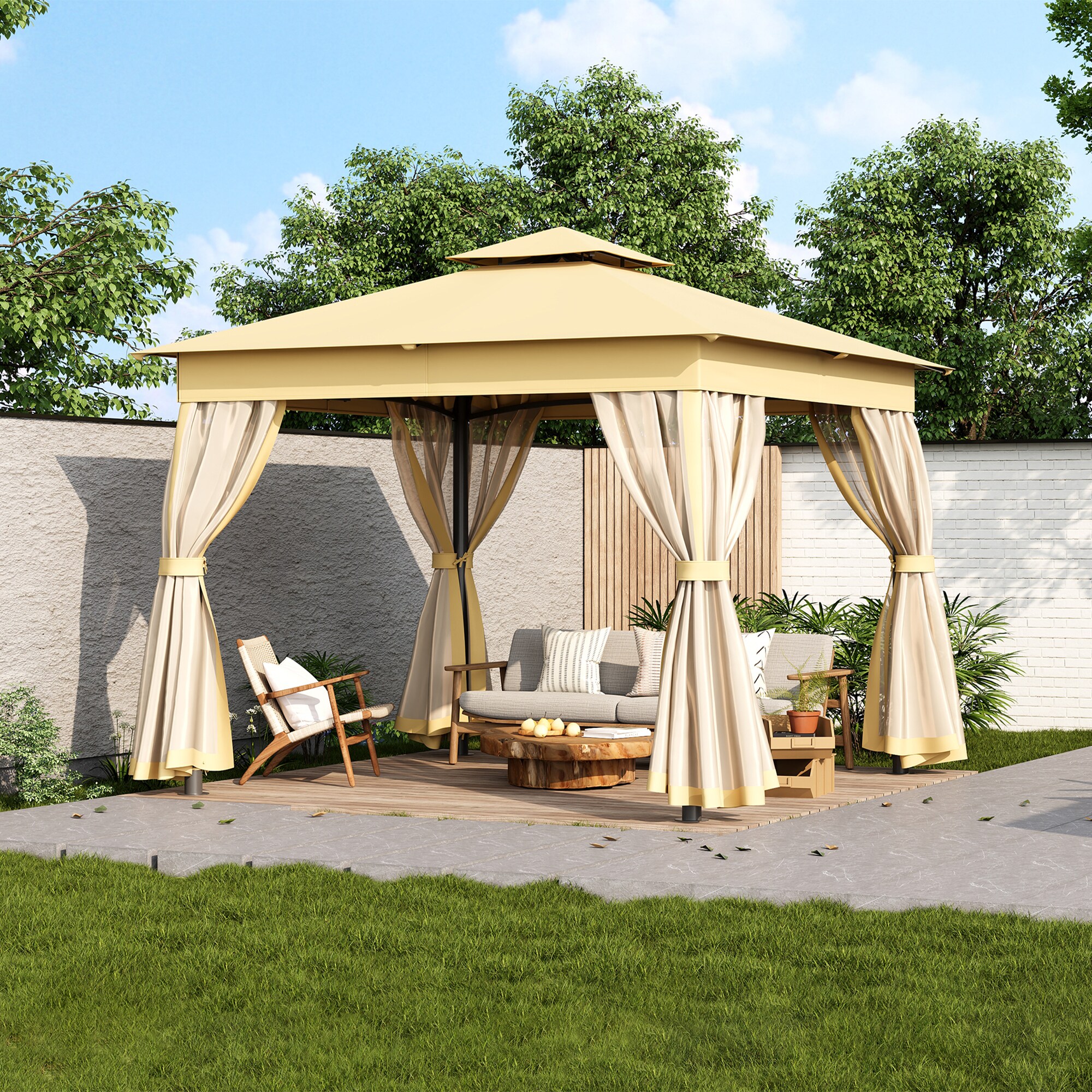 SINOFURN SYA020031BG Wood-Resin-Gazebos - View #5