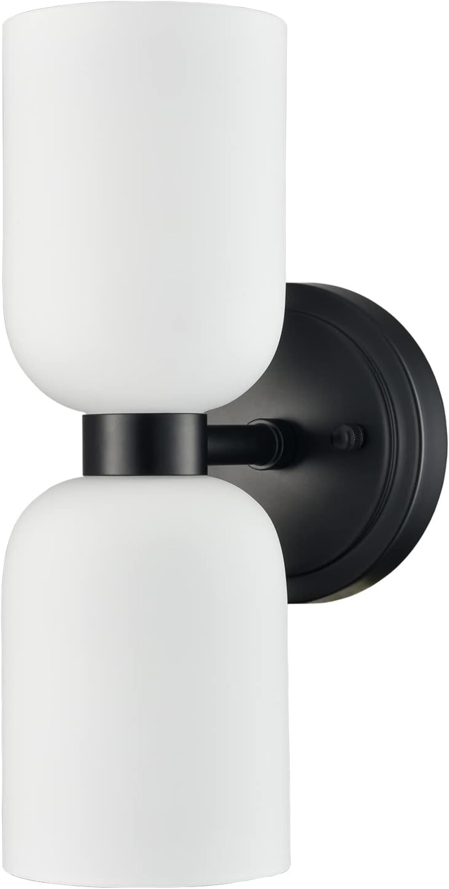 Claxy CL-B3216-2BU-BK Opal 17-in W 1 -Light Polished Black Wall Sconce