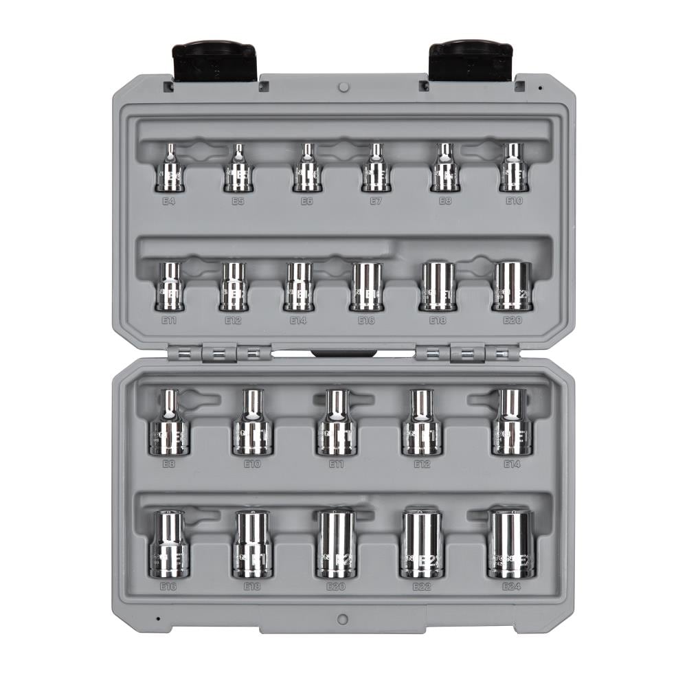 TEKTON SHD99302 22-Piece Metric 1/2-in; 3/8-in Drive 6-point Set Shallow Socket Set