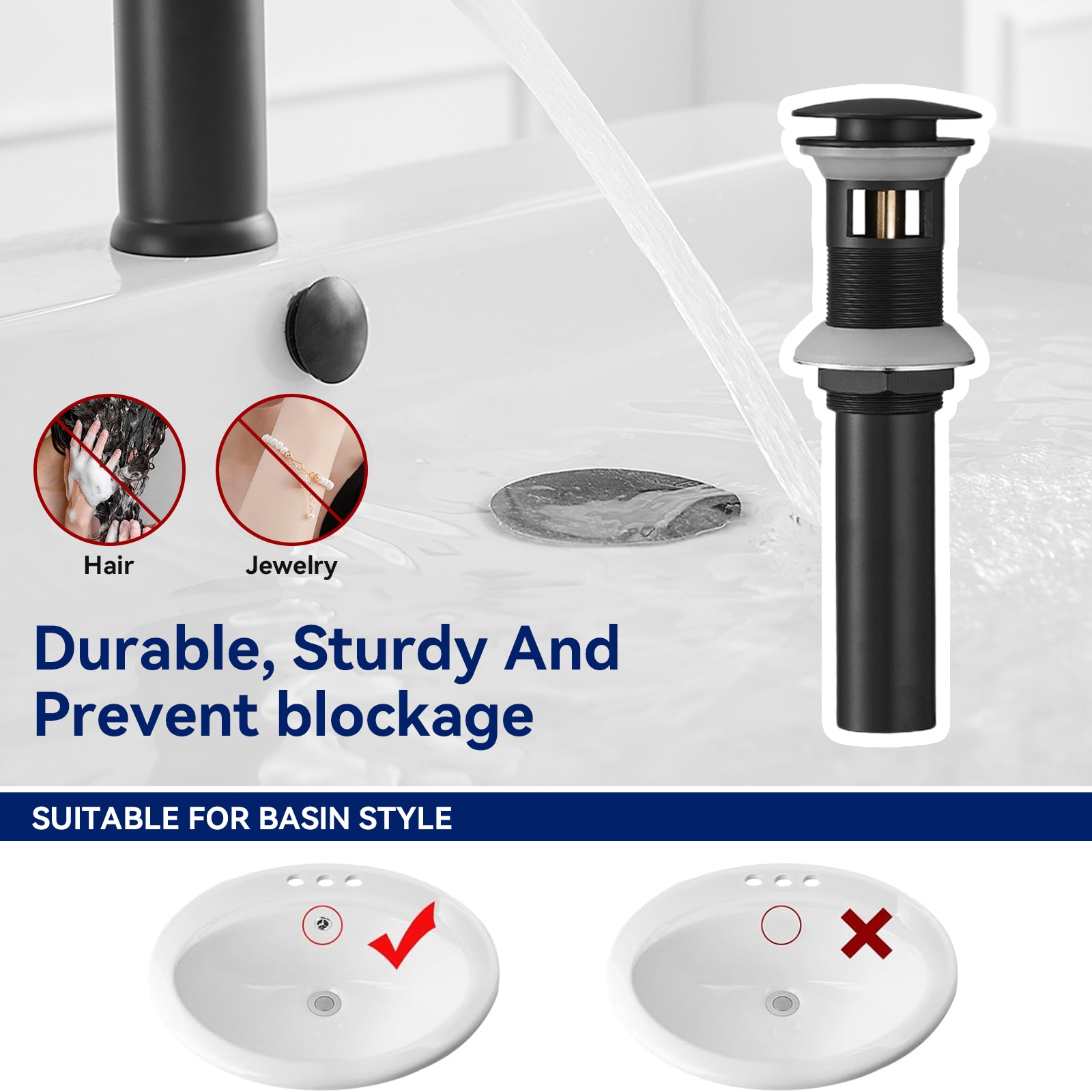 Matte Black Stainless Steel Single-Handle Bathroom Faucet