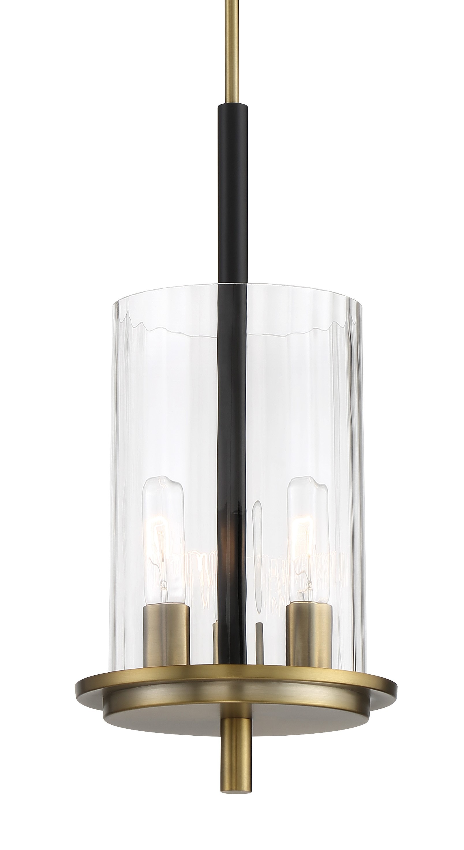 Baldwin Park Coal and Soft Brass 3-Light Ribbed Glass Pendant