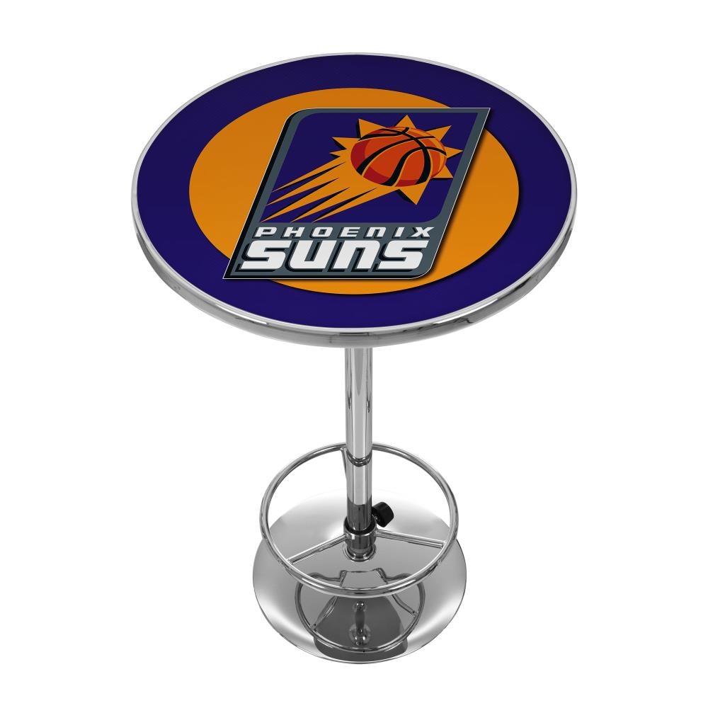 Trademark Gameroom NBA2000-PS Phoenix Suns Pub Tables Orange Round Traditional Bar Table, Composite with Metal Pedestal Base 27.375-in L x 42-in H