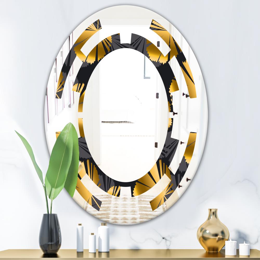 Designart Designart Mirrors 31.5-in W x 31.5-in H Oval Gold Polished ...