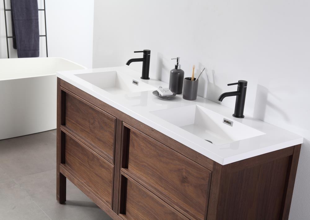 Wellsville 55'' Double Bathroom Vanity with Quartz Top