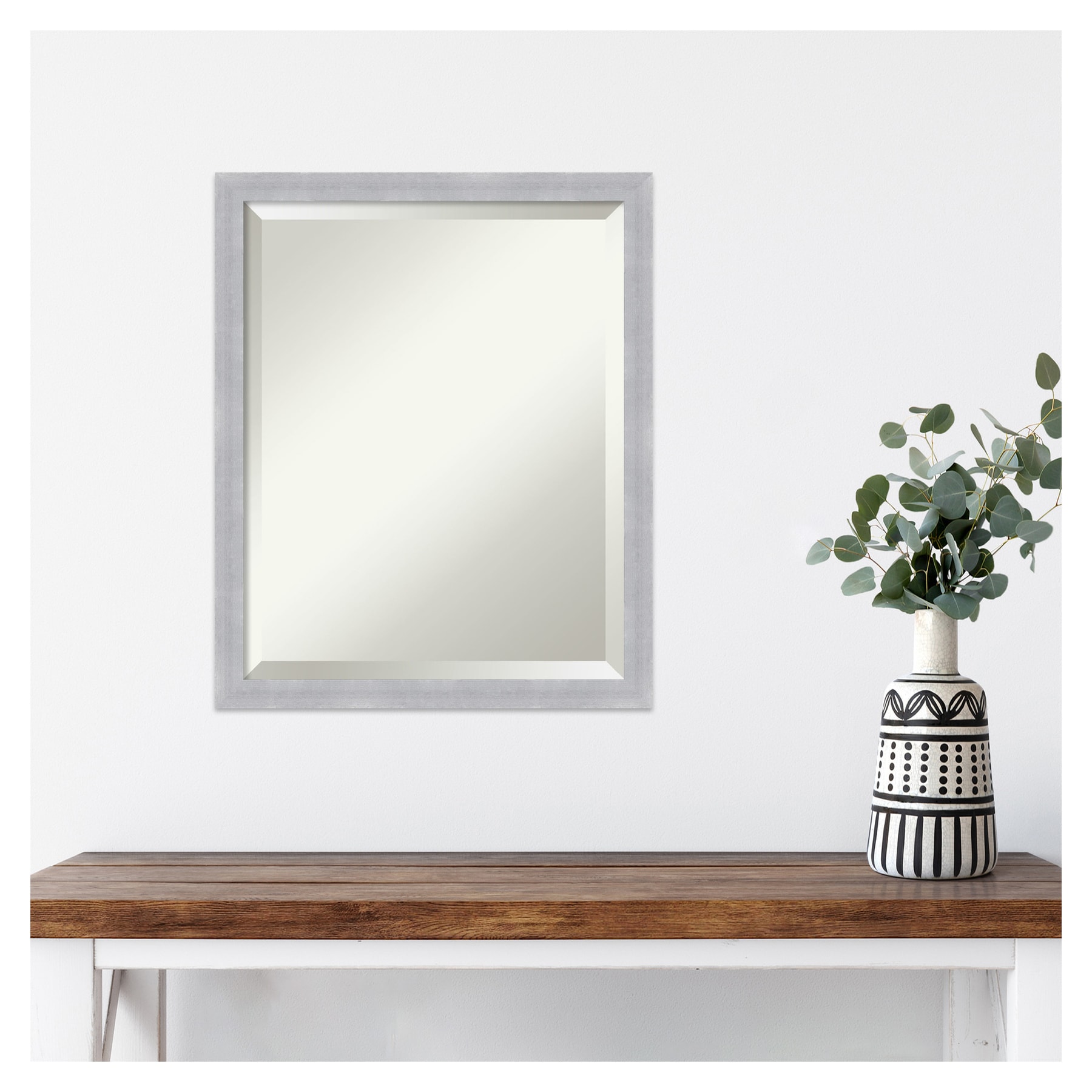 Grace Brushed Nickel Rectangular Wall Mirror with Silver Frame