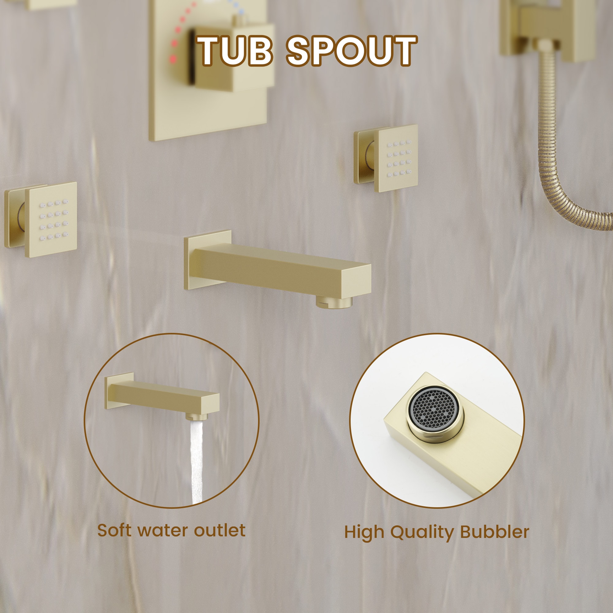 CASAINC CA-A4384-BG Showerhead-Bar-Panels - View #5