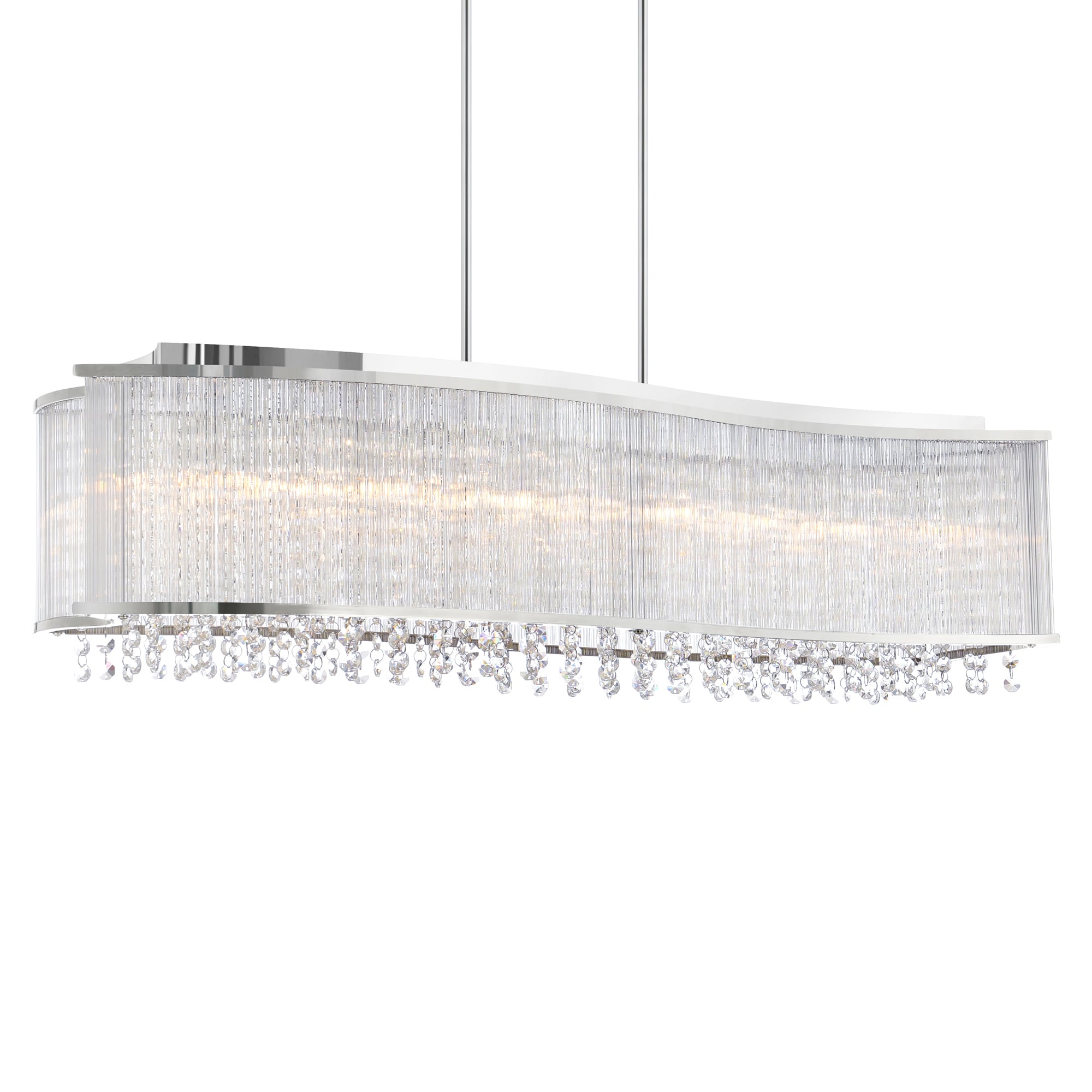 Elsa 6-Light Chrome Drum Shade Crystal Beaded Chandelier