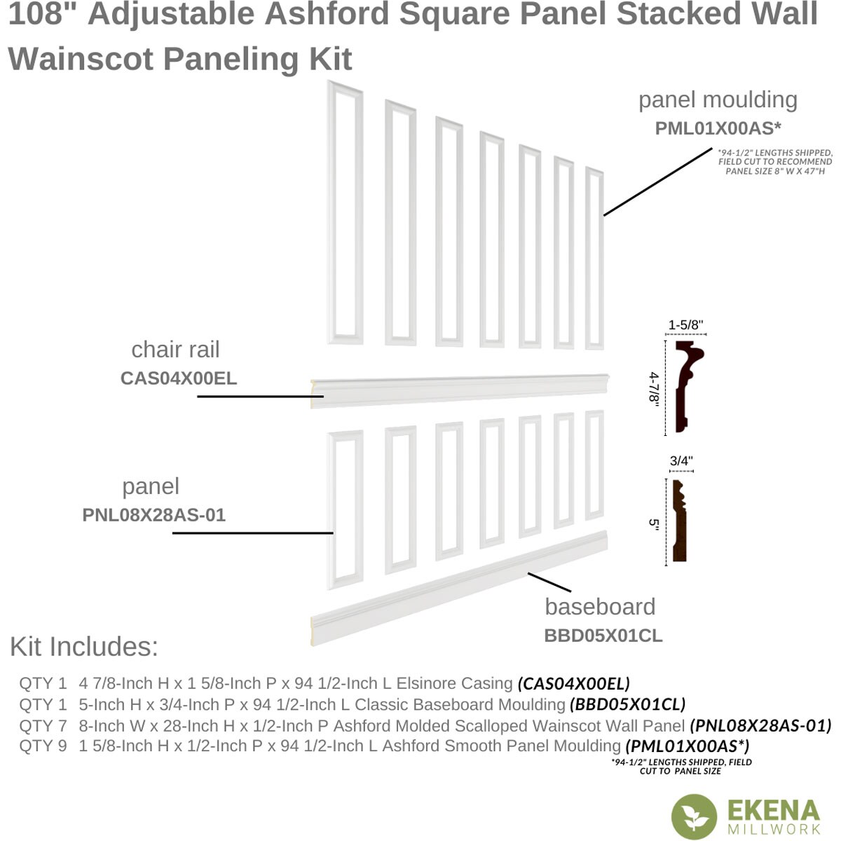Ekena Millwork WPKUST022P108 Wall-Panels - View #2