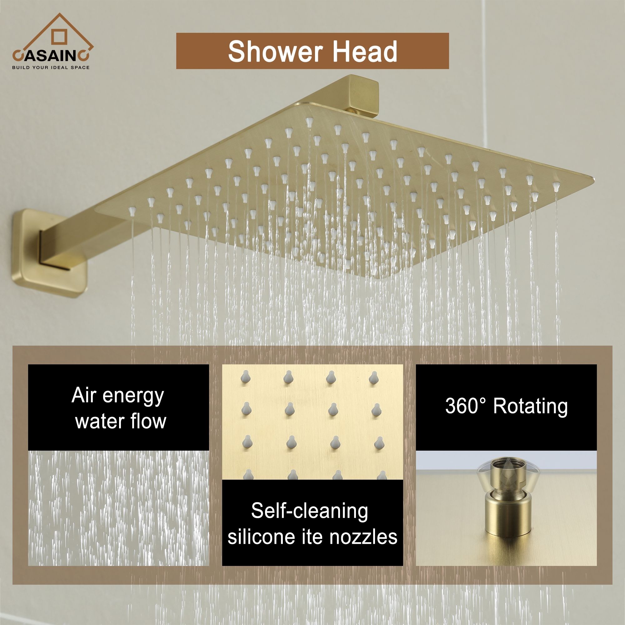 CASAINC CS3502-10BG Showerhead-Bar-Panels - View #10