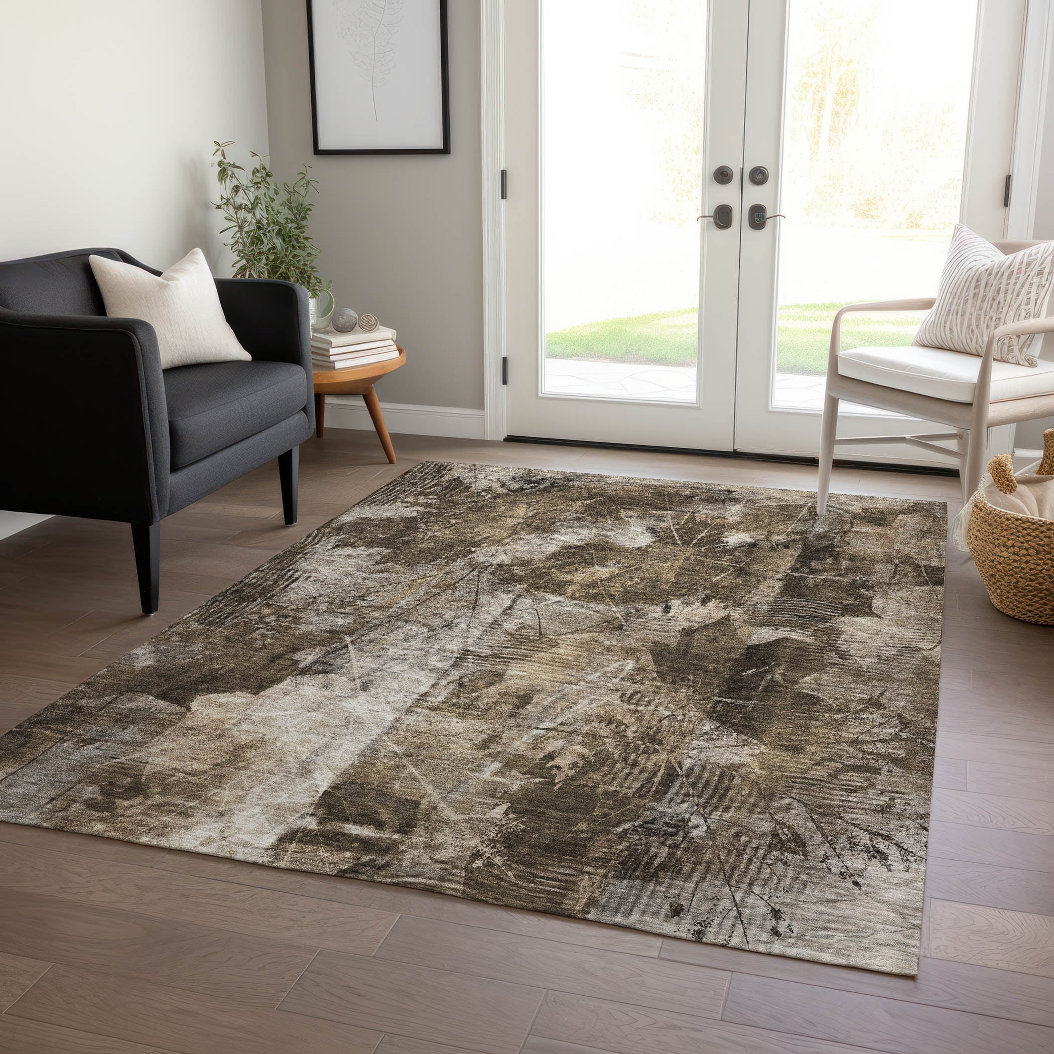 Addison Rugs ACN560TP30X46 Chantille ACN560TP 2 x 3 (ft) Polyester Taupe Rectangular Indoor/Outdoor Floral/Botanical Farmhouse/Cottage Machine washable Area rug