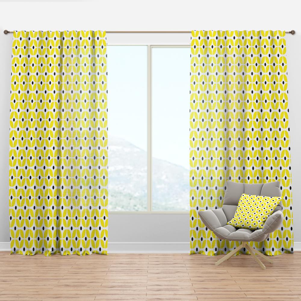 Designart CTN24412-52-120 120-in Yellow Geometric Room darkening Thermal lined Rod pocket Single curtain panel