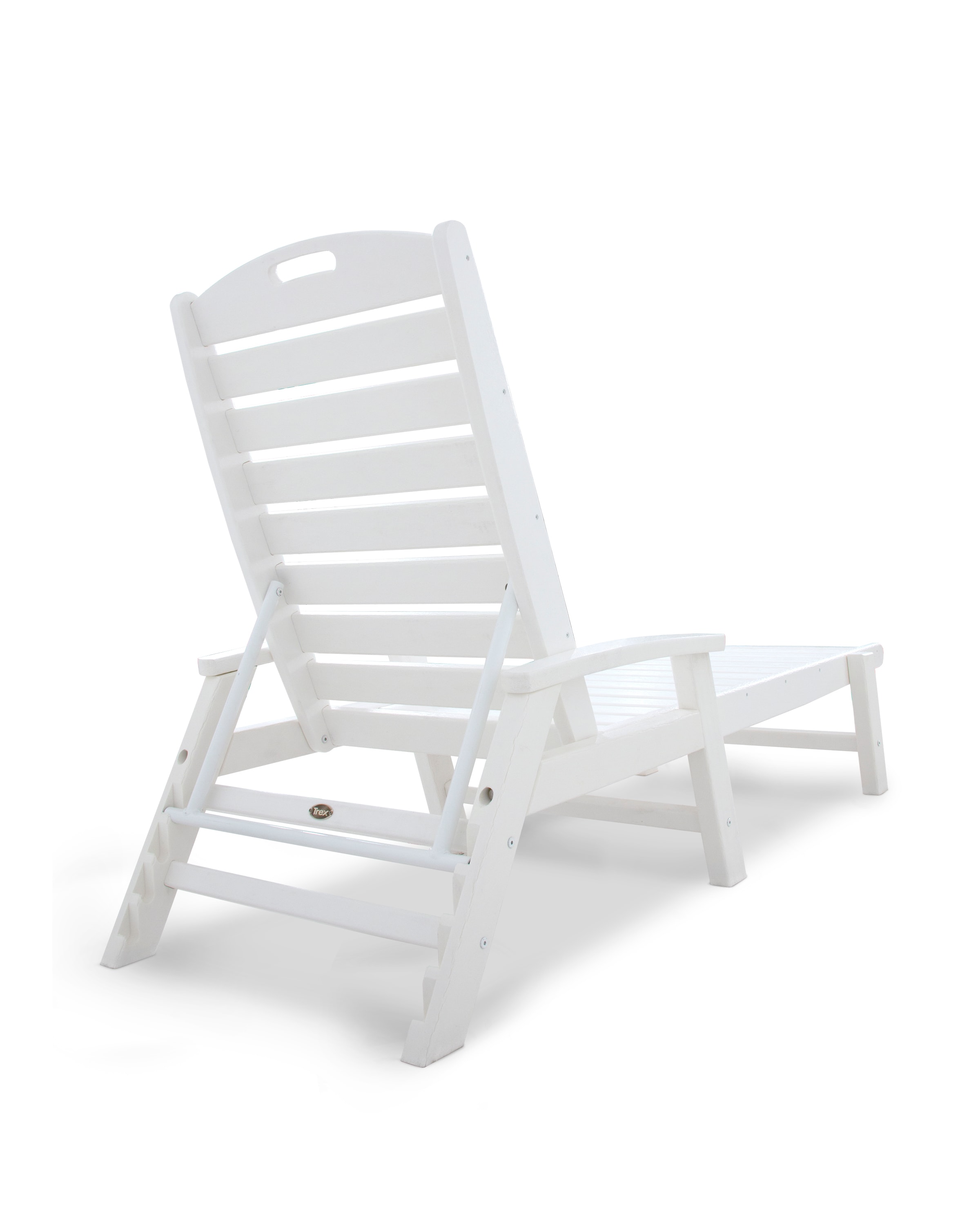 Trex Outdoor Furniture Yacht Club White Hdpe Frame Stationary Chaise Lounge Chairs With Slat 