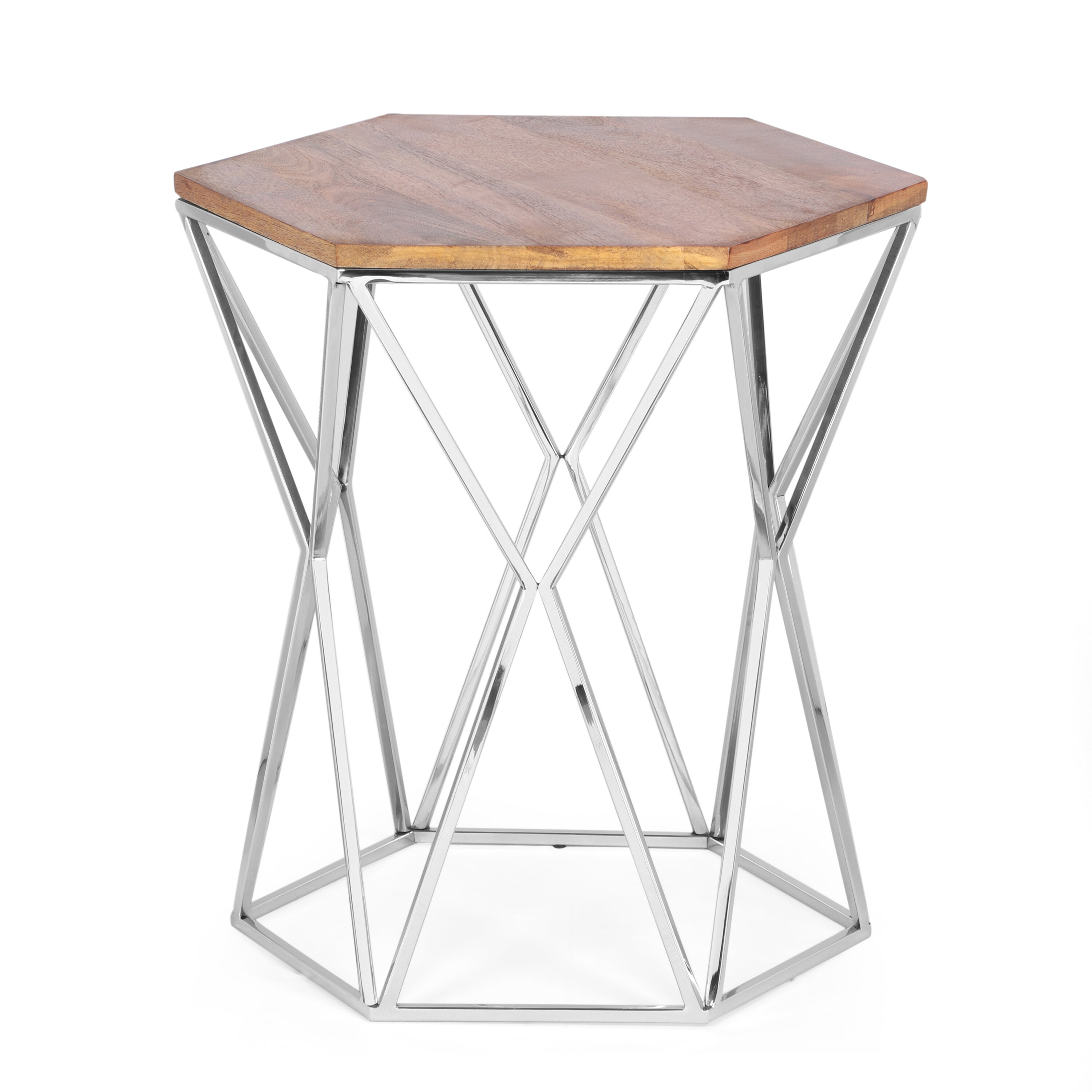 Best Selling Home Decor 315224 Cowger 20.75-Inches W x 21.75-Inches H Walnut Wood Hexagon Glam End Table