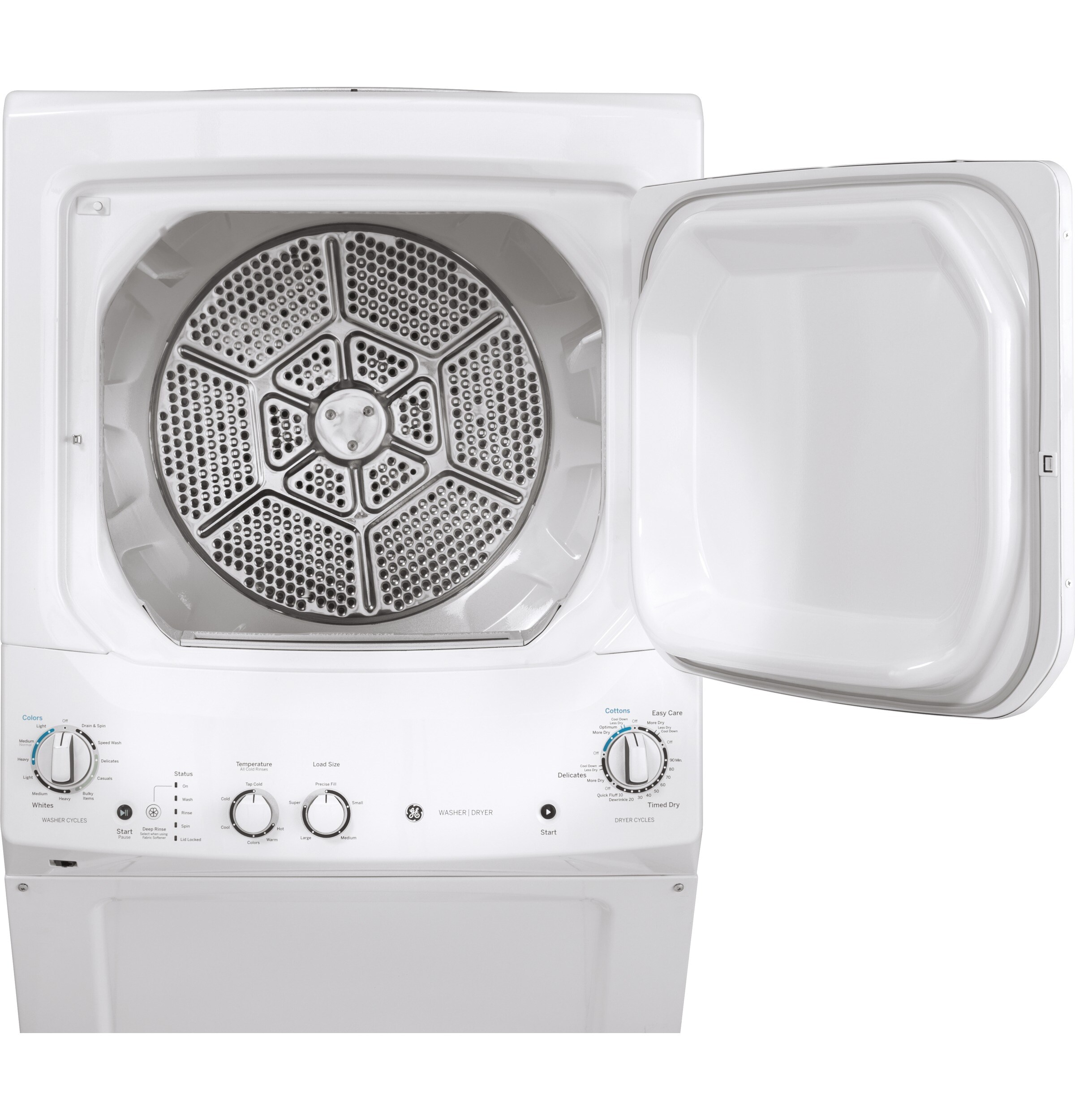 GE Gas Stacked Laundry Center with 3.8-cu ft Washer and 5.9-cu ft Dryer