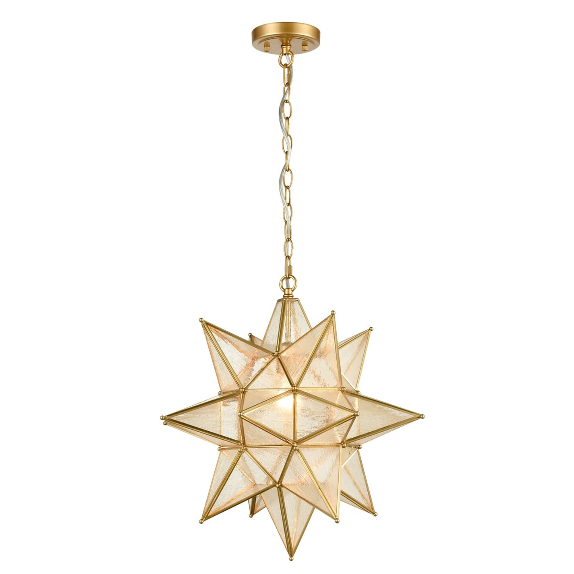 Claxy AX-B5174DU-20J Geometric 1 -Light Brass Modern/contemporary Seeded glass Geometric Medium Indoor/Outdoor Hanging Pendant light