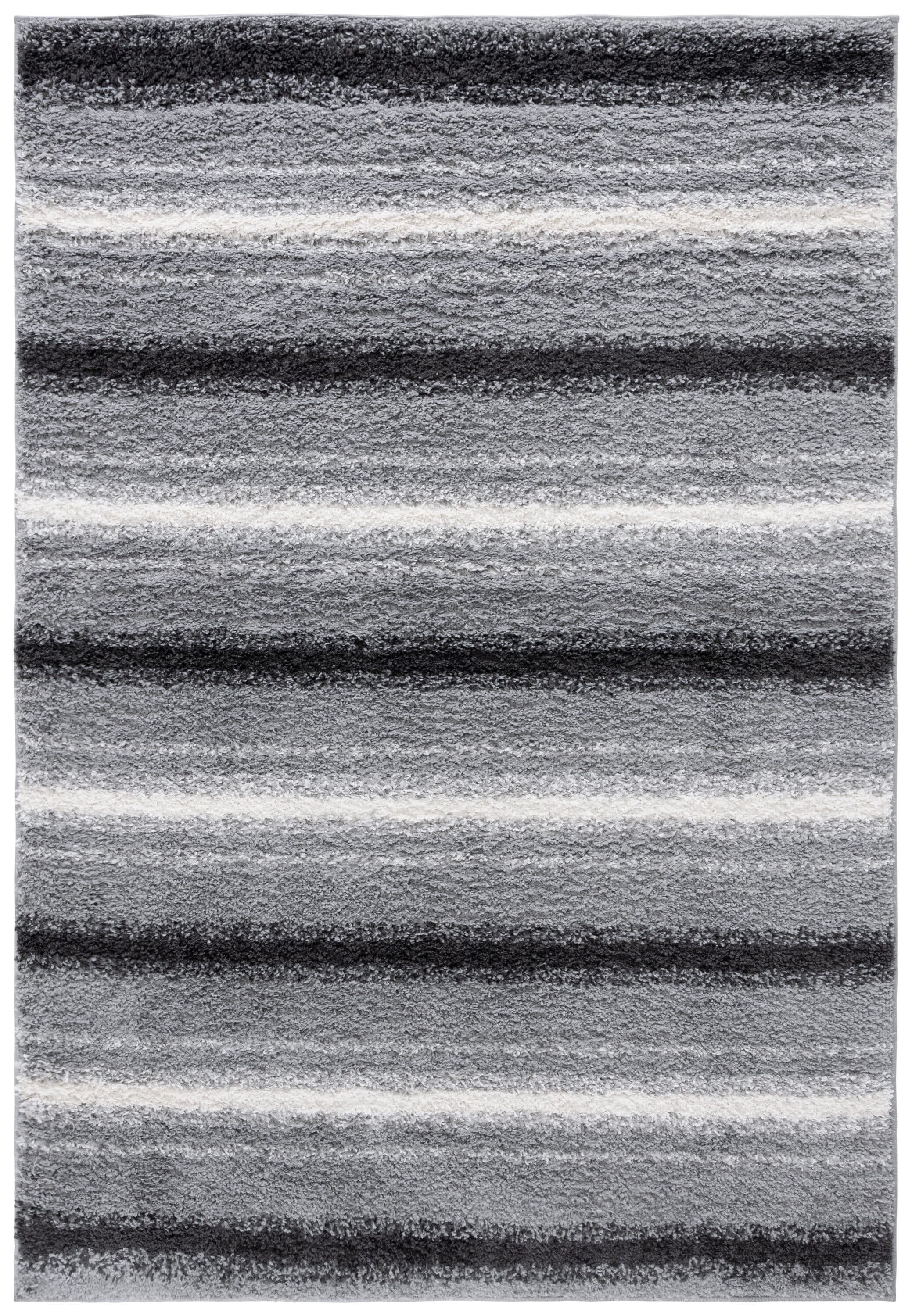Safavieh BSP252B-5 5 x 8 (ft) Loomed Polyester/Polypropylene Beige/Ivory Rectangular Indoor Stripe Mid-Century Modern Area rug
