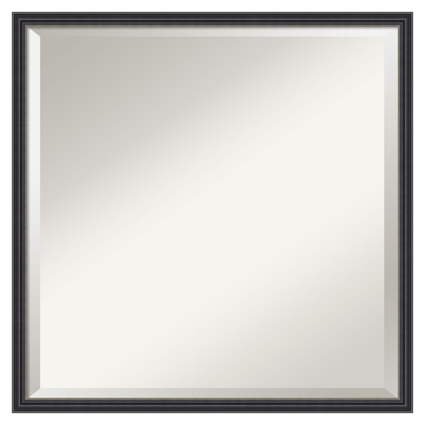 Stylish Black Fir Wood Square Vanity Mirror